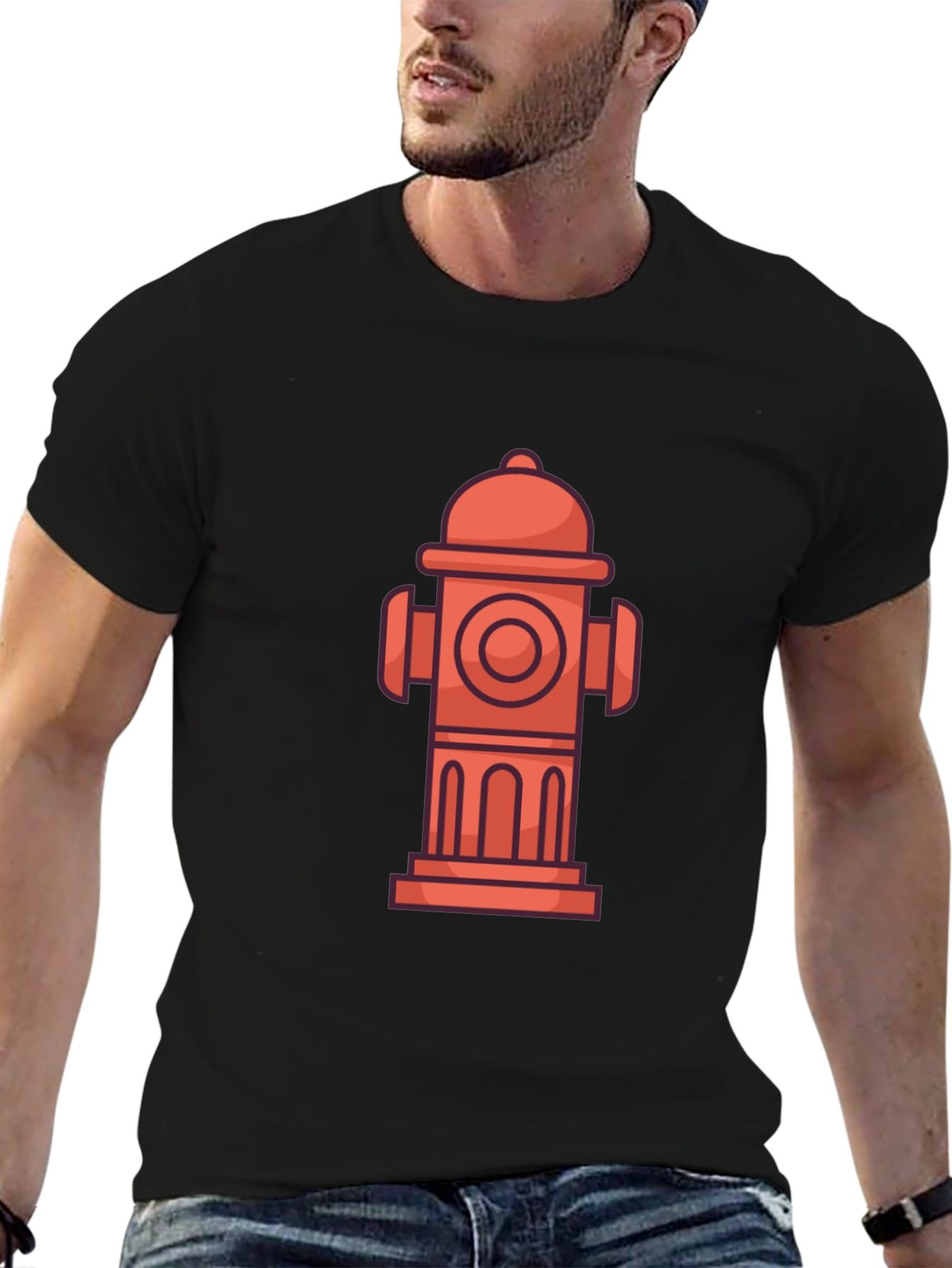 Black Fire Hydrant Graphic Tee - Cool Cartoon Style view 6