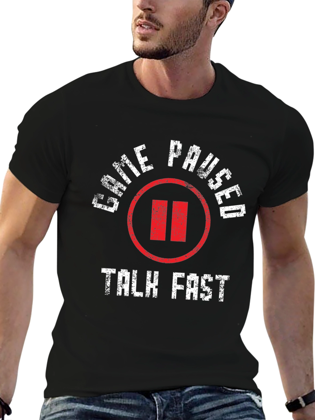 Game Paused Talk Fast Black T-Shirt - 6