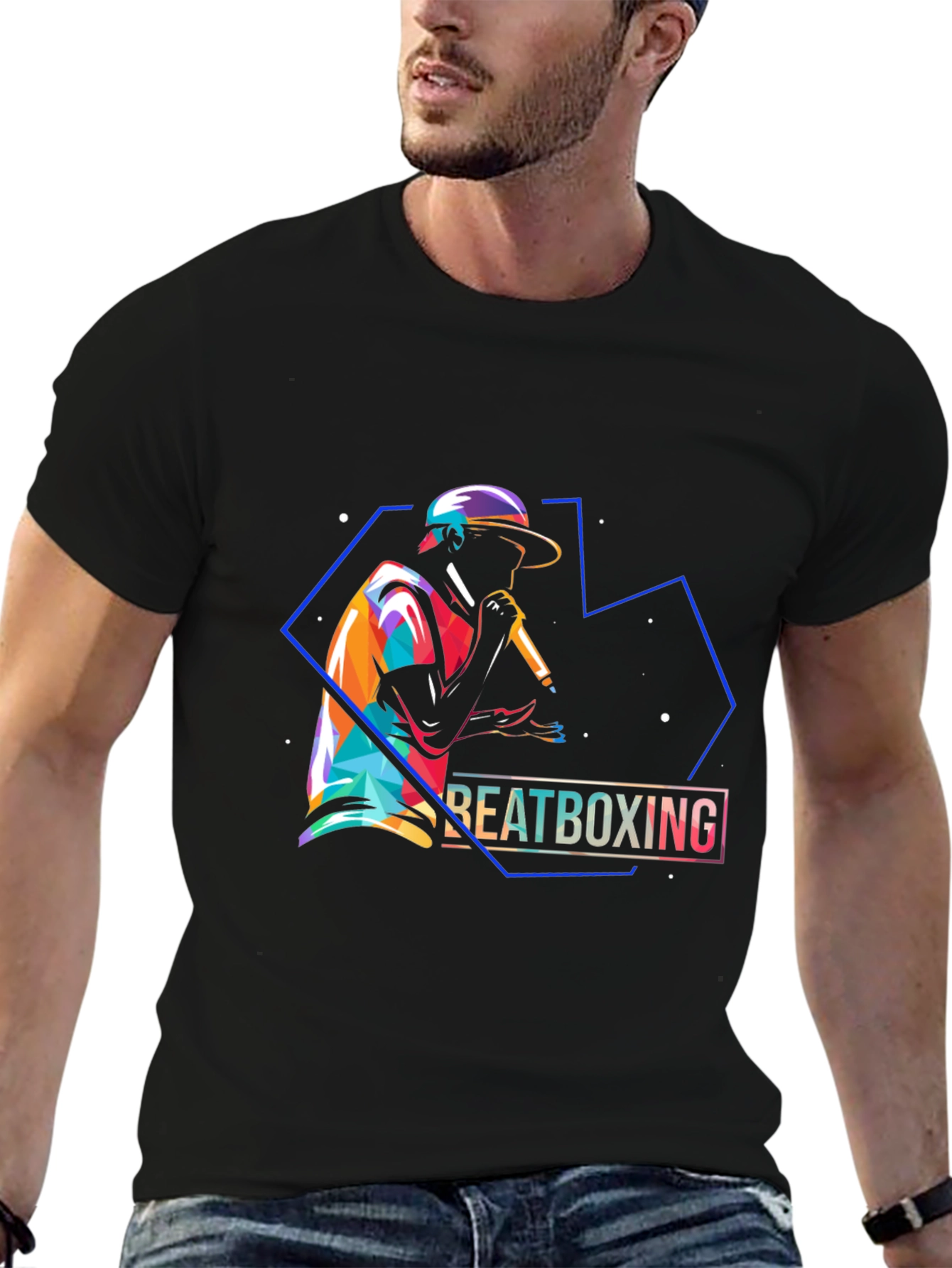 Black Beatboxing T-Shirt - Vibrant Music Graphic Tee view 6