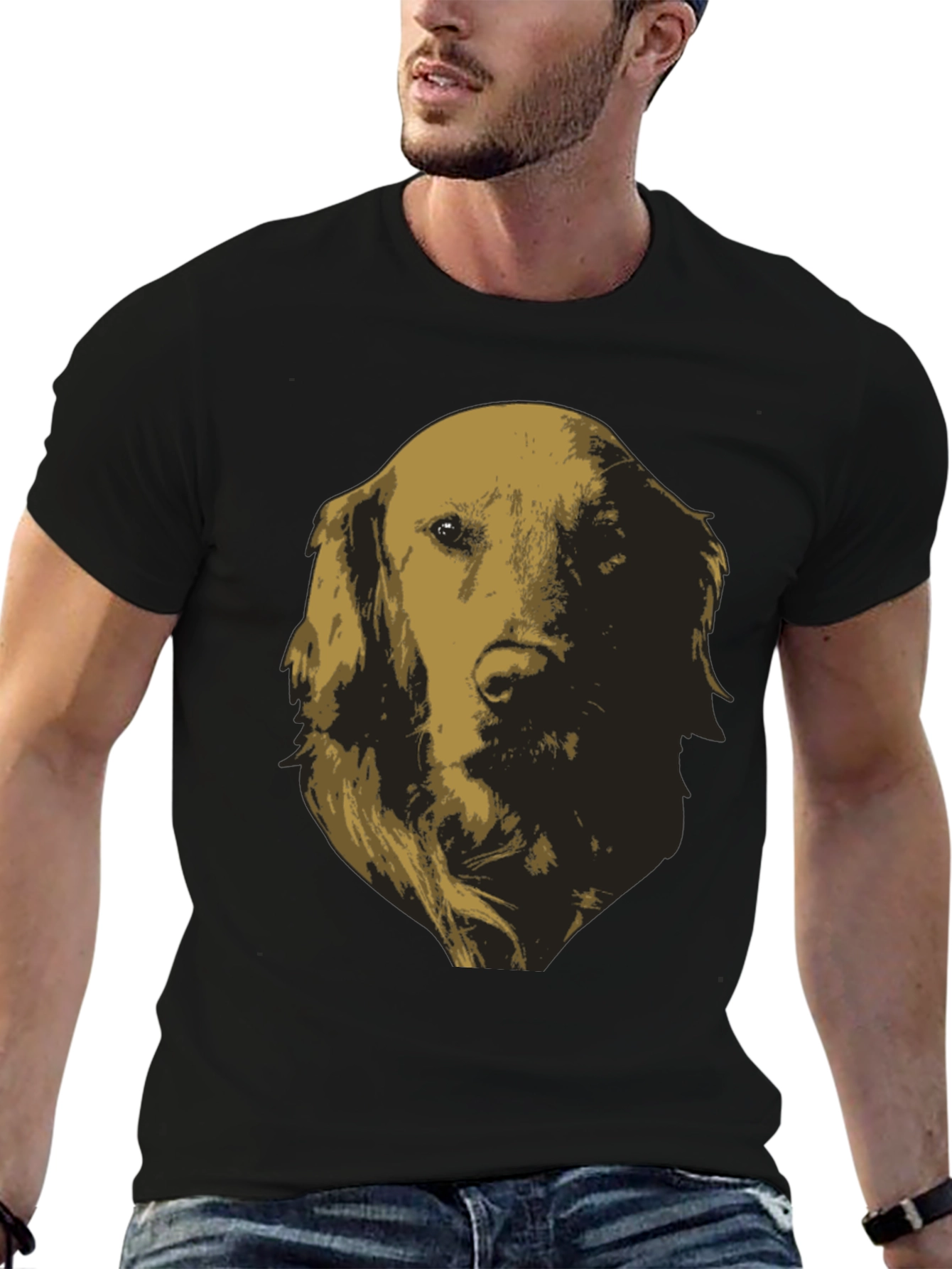 Black Golden Retriever Dog Graphic Tee view 6