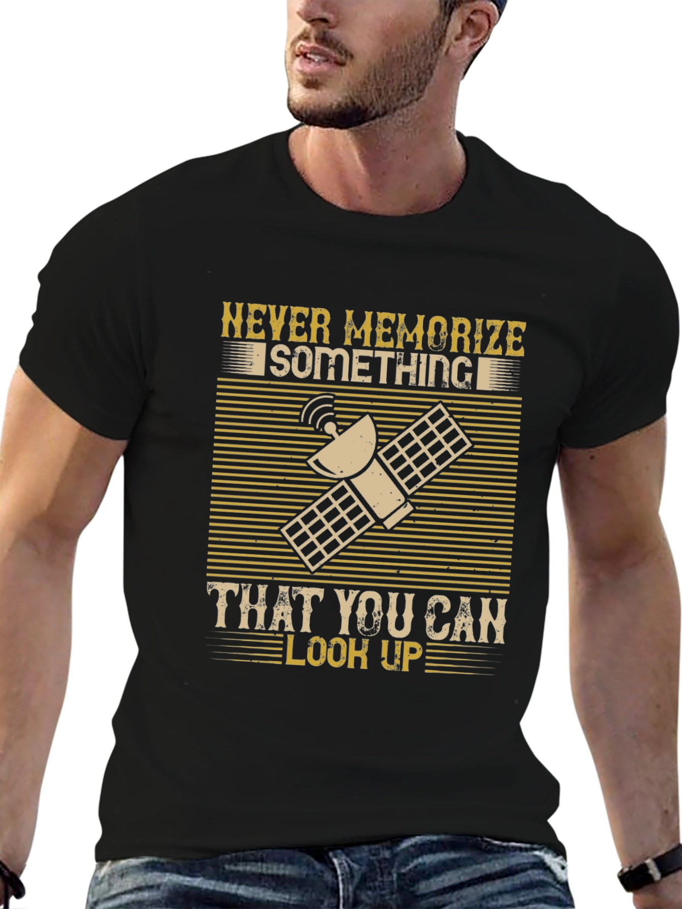 Black Never Memorize T-Shirt - Look It Up! view 6