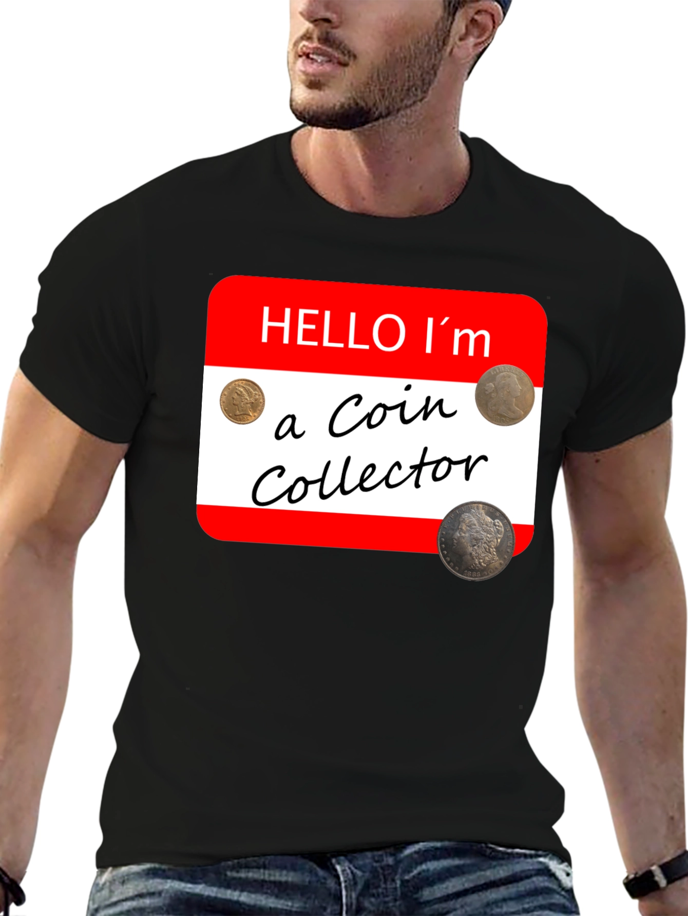 Black Coin Collector Novelty T-Shirt - Hobbyist Tee view 6