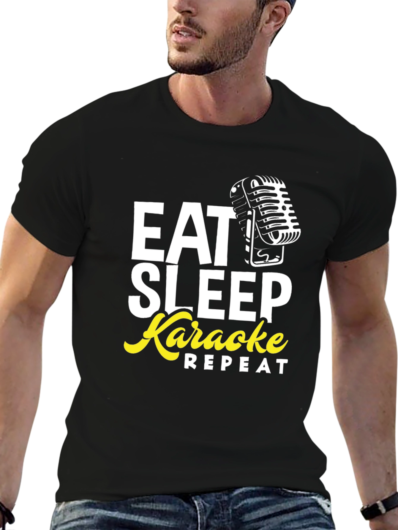Black Eat Sleep Karaoke Repeat Graphic Tee view 6