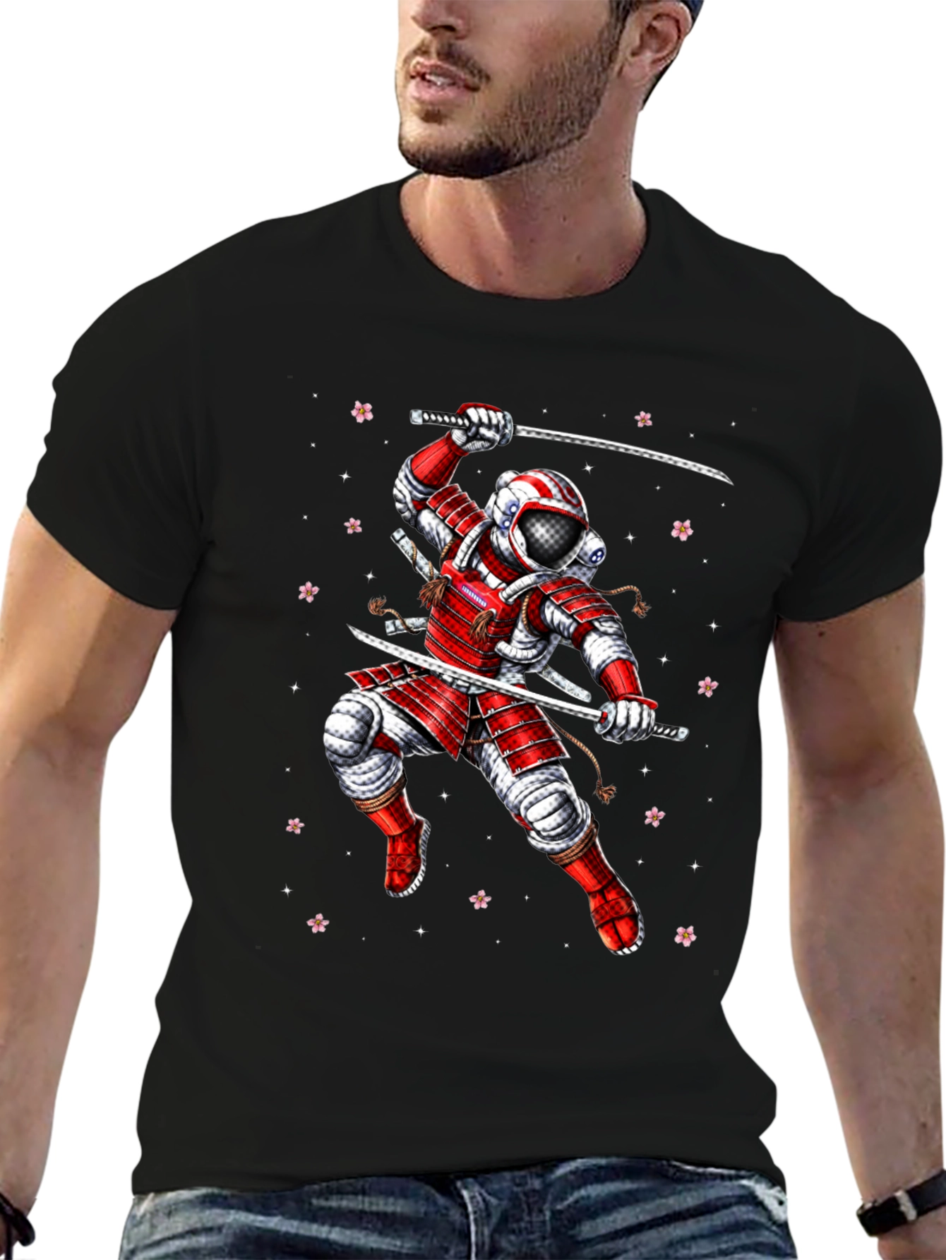 Black Astronaut Samurai Graphic Tee view 6