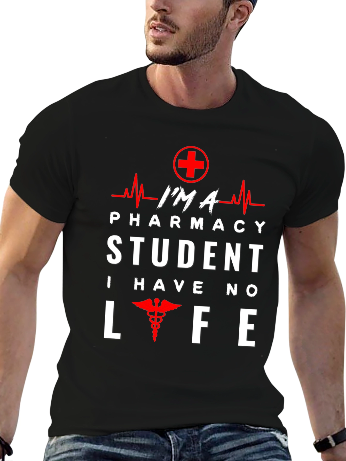 Black Pharmacy Student T-Shirt - No Life Funny Design view 6