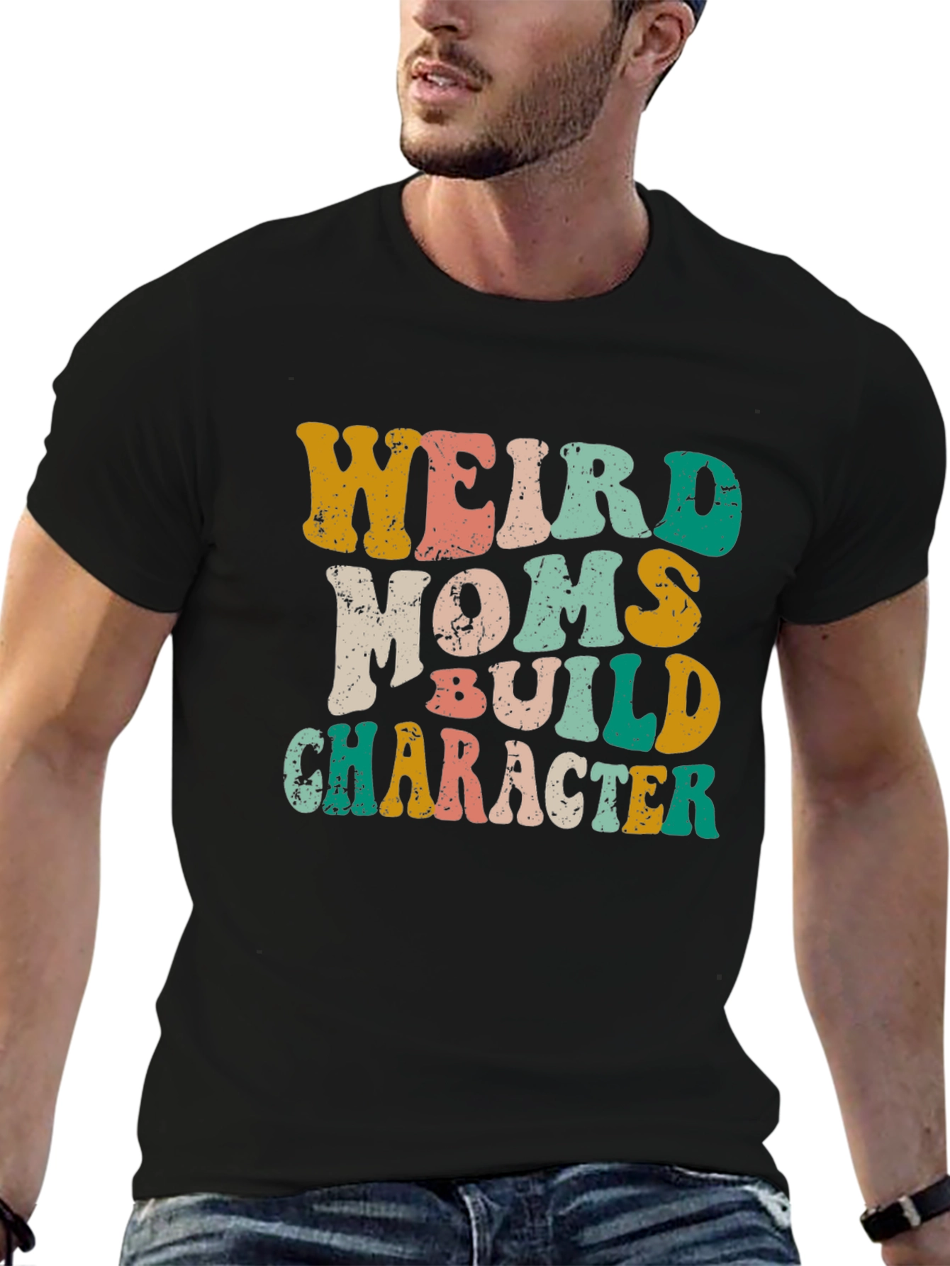 Black Weird Moms Build Character Graphic Tee view 6