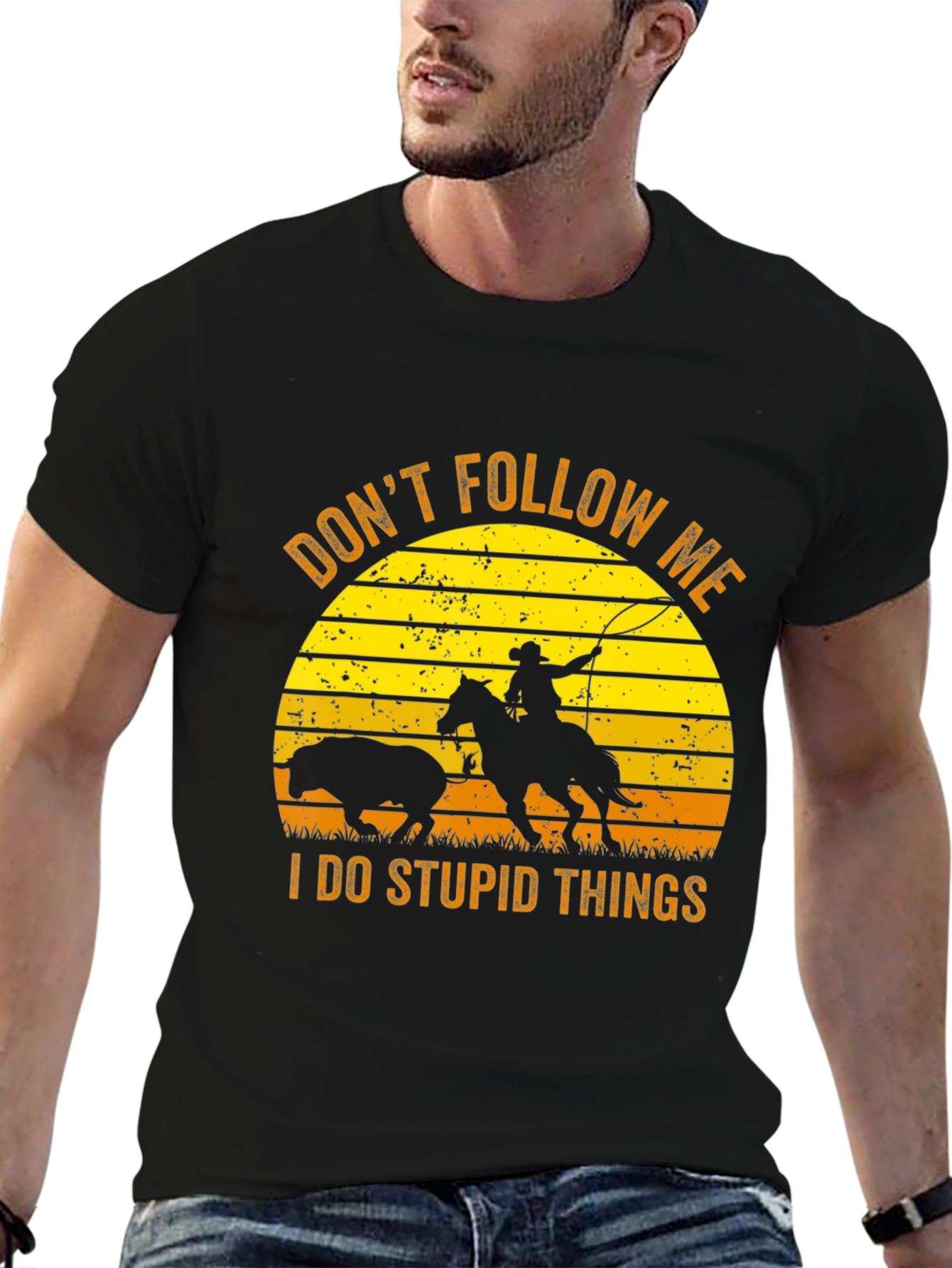 Black Don't Follow Me Black Graphic Tee view 6