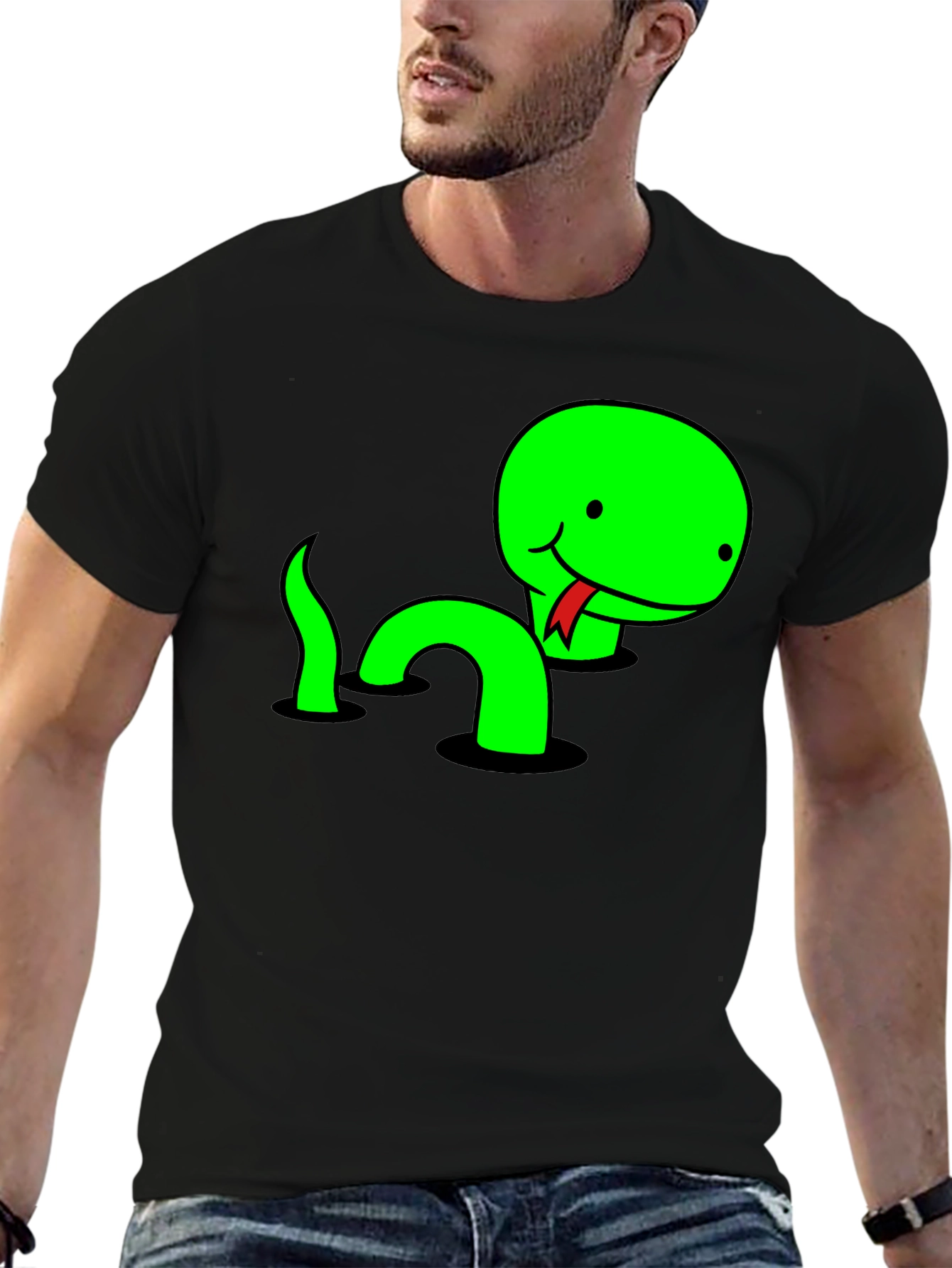 Black Funny Snake T-Shirt - Cute Cartoon Reptile Tee view 6
