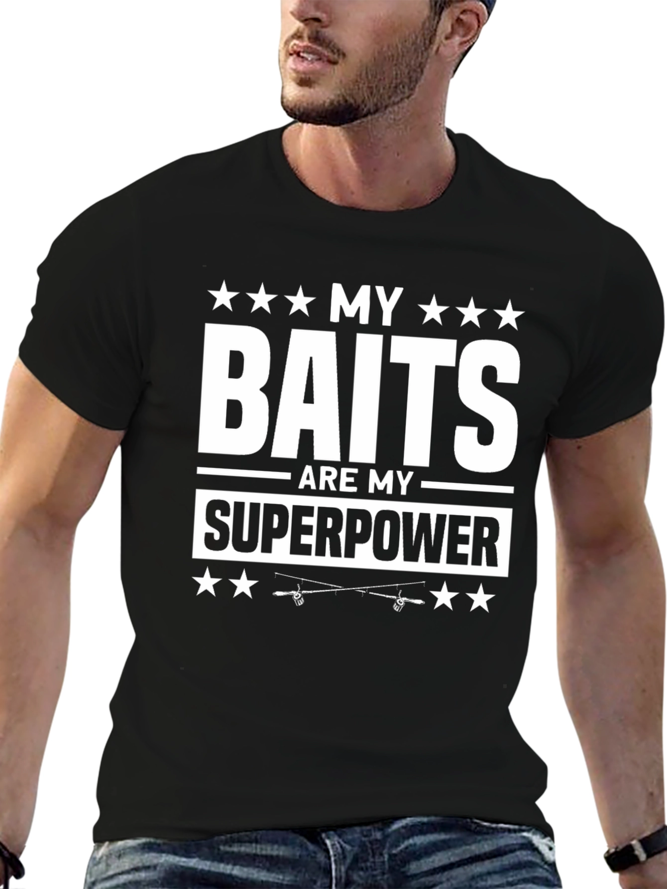 Black My Baits Are My Superpower Graphic Tee view 6