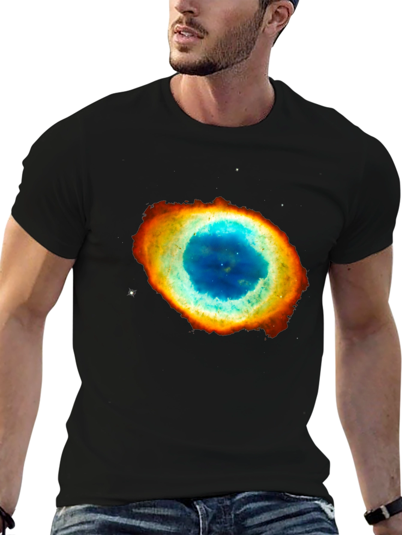 Black Nebula Print Black T-Shirt view 6