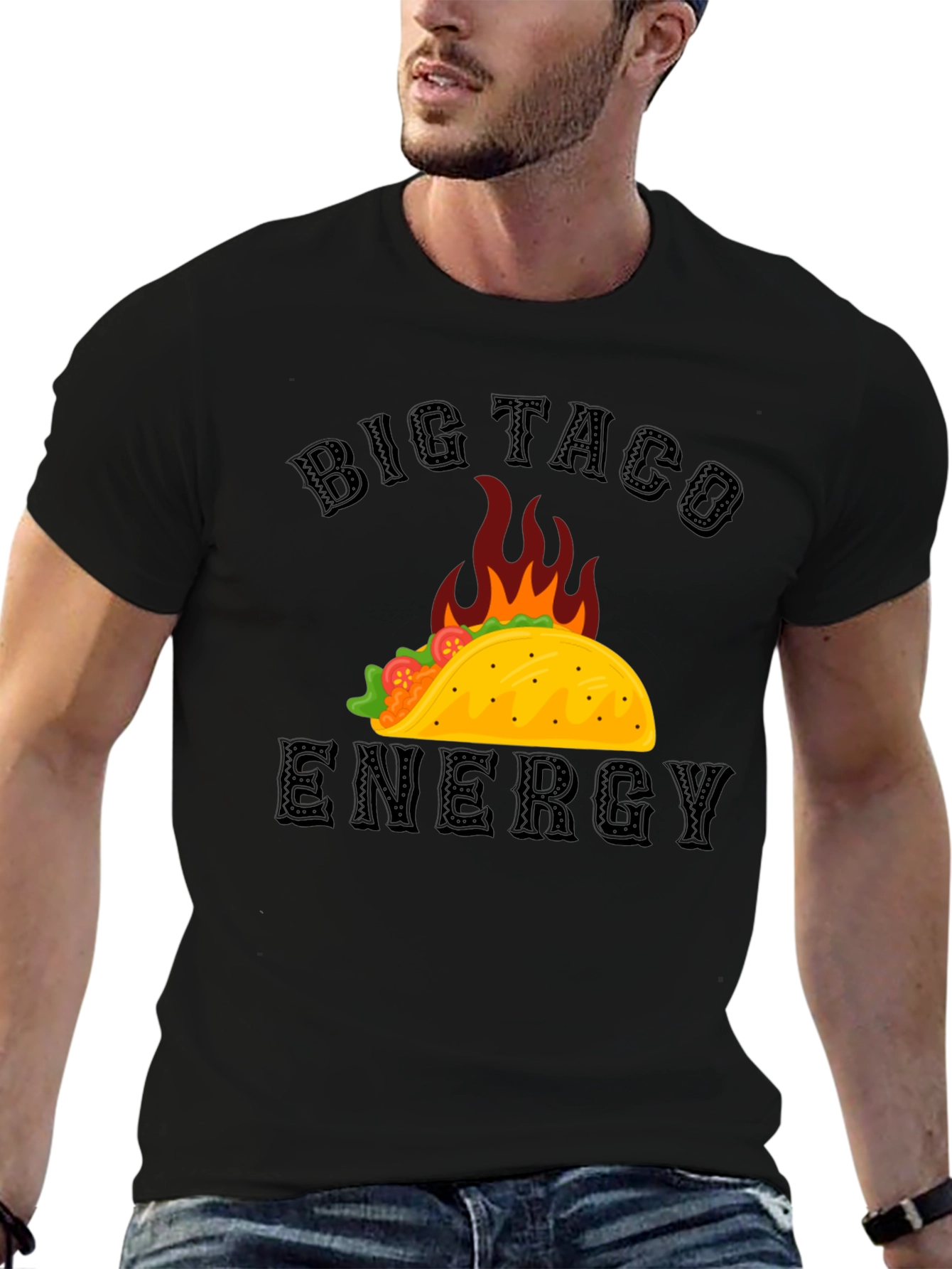 Black Big Taco Energy Graphic T-Shirt view 6