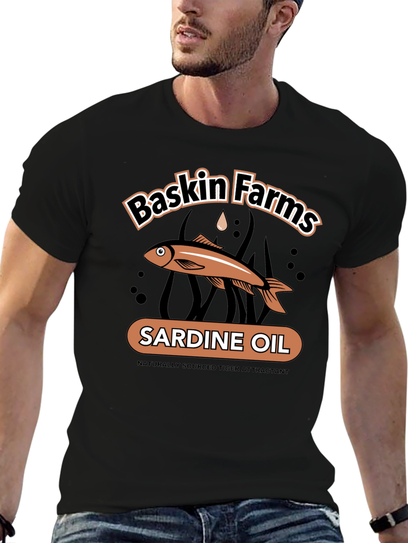 Black Baskin Farms Sardine Oil Graphic T-Shirt view 6