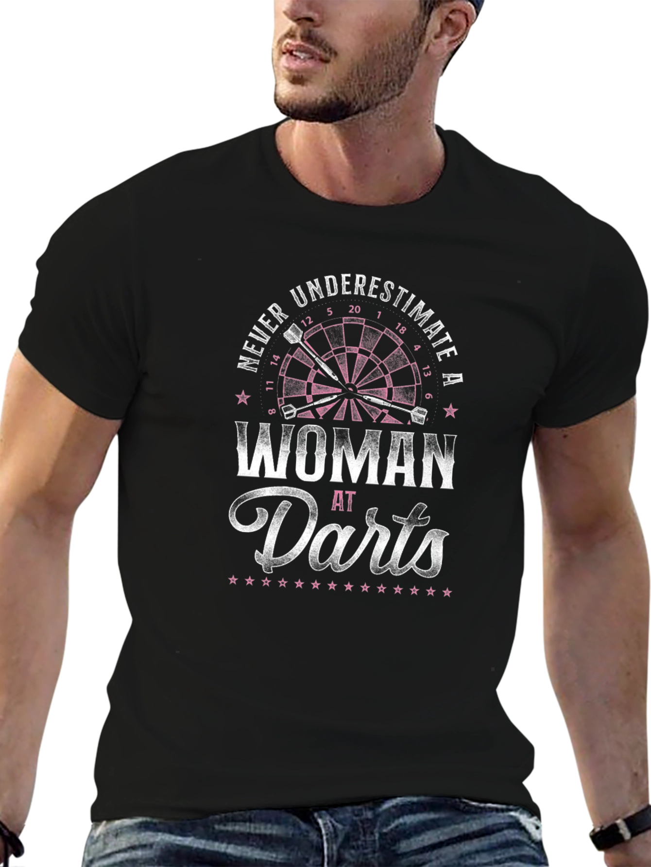Black Never Underestimate a Woman at Darts T-Shirt view 6