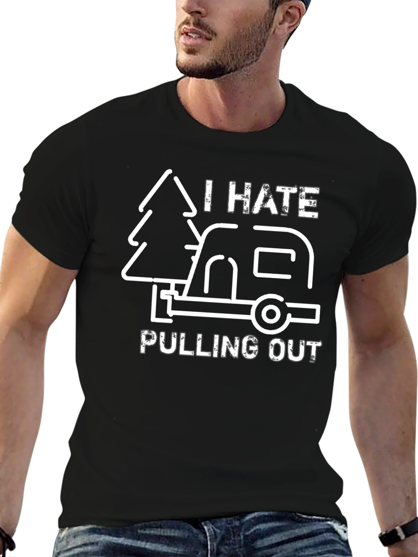 Black Funny Camping T-Shirt - I Hate Pulling Out view 6
