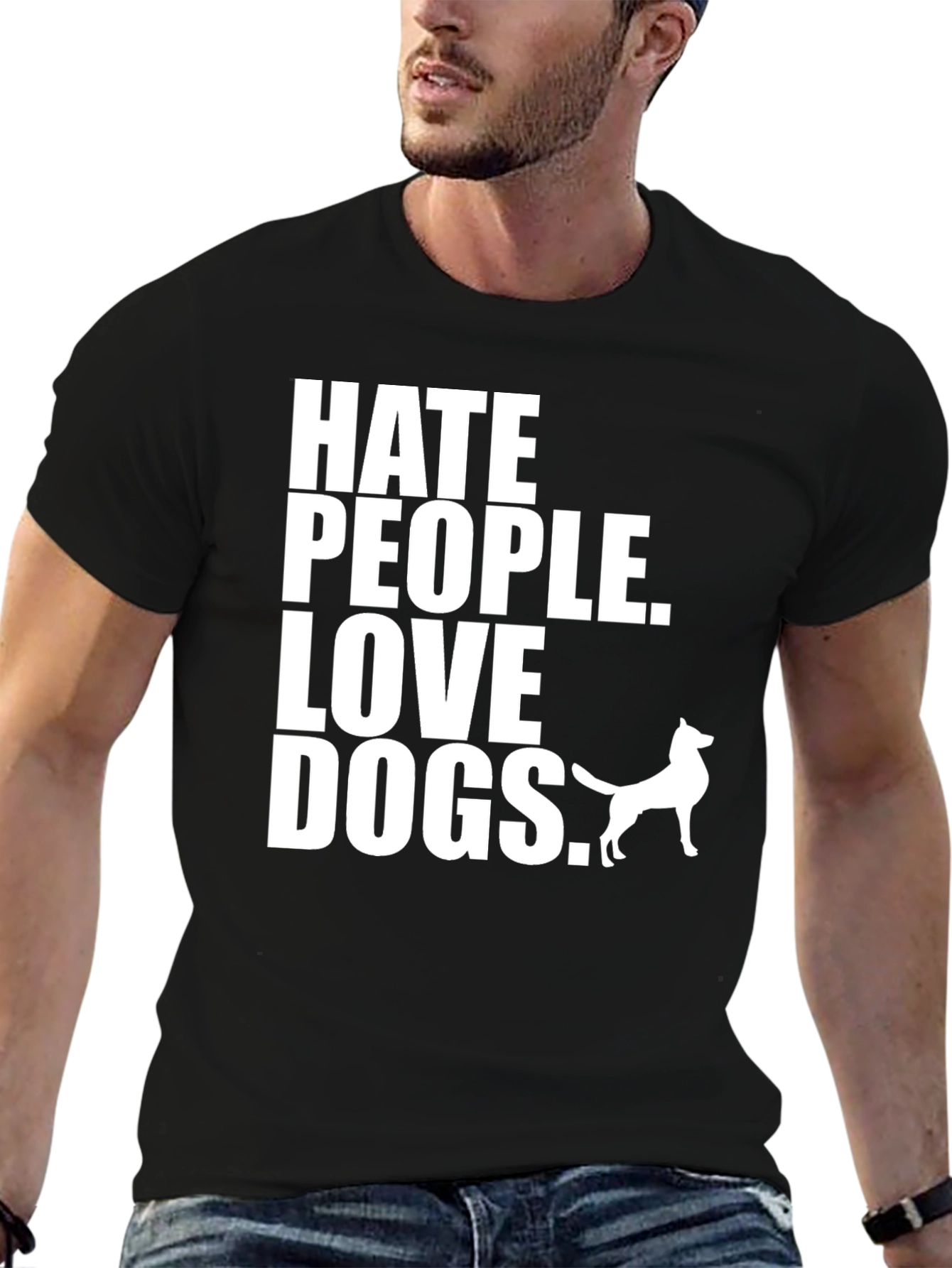 Black Hate People Love Dogs Graphic Tee view 6