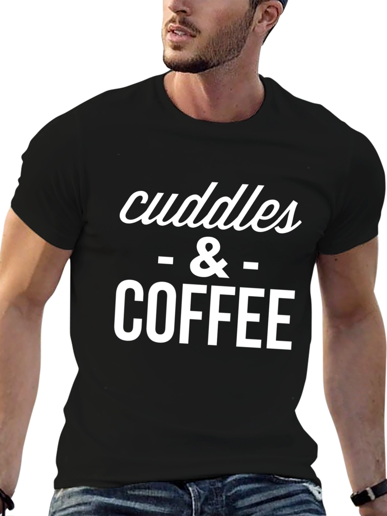 Black Cuddles and Coffee Graphic T-Shirt - Black view 6