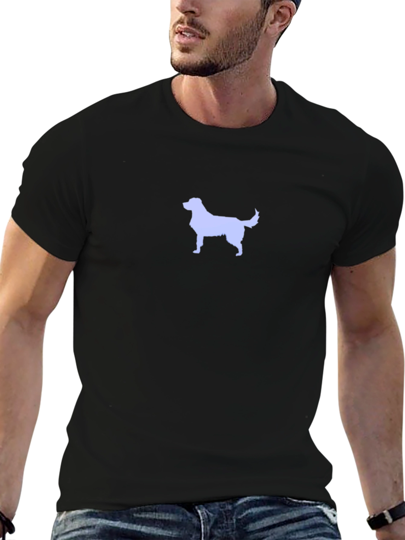 Black Dog Silhouette T-Shirt - Casual Black Tee view 6