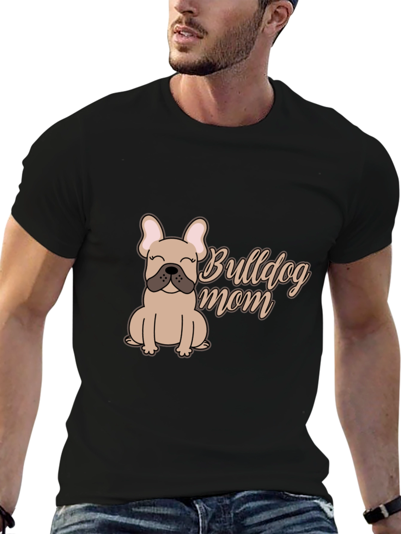 Black Bulldog Mom Graphic Tee - Soft Cotton Blend view 6