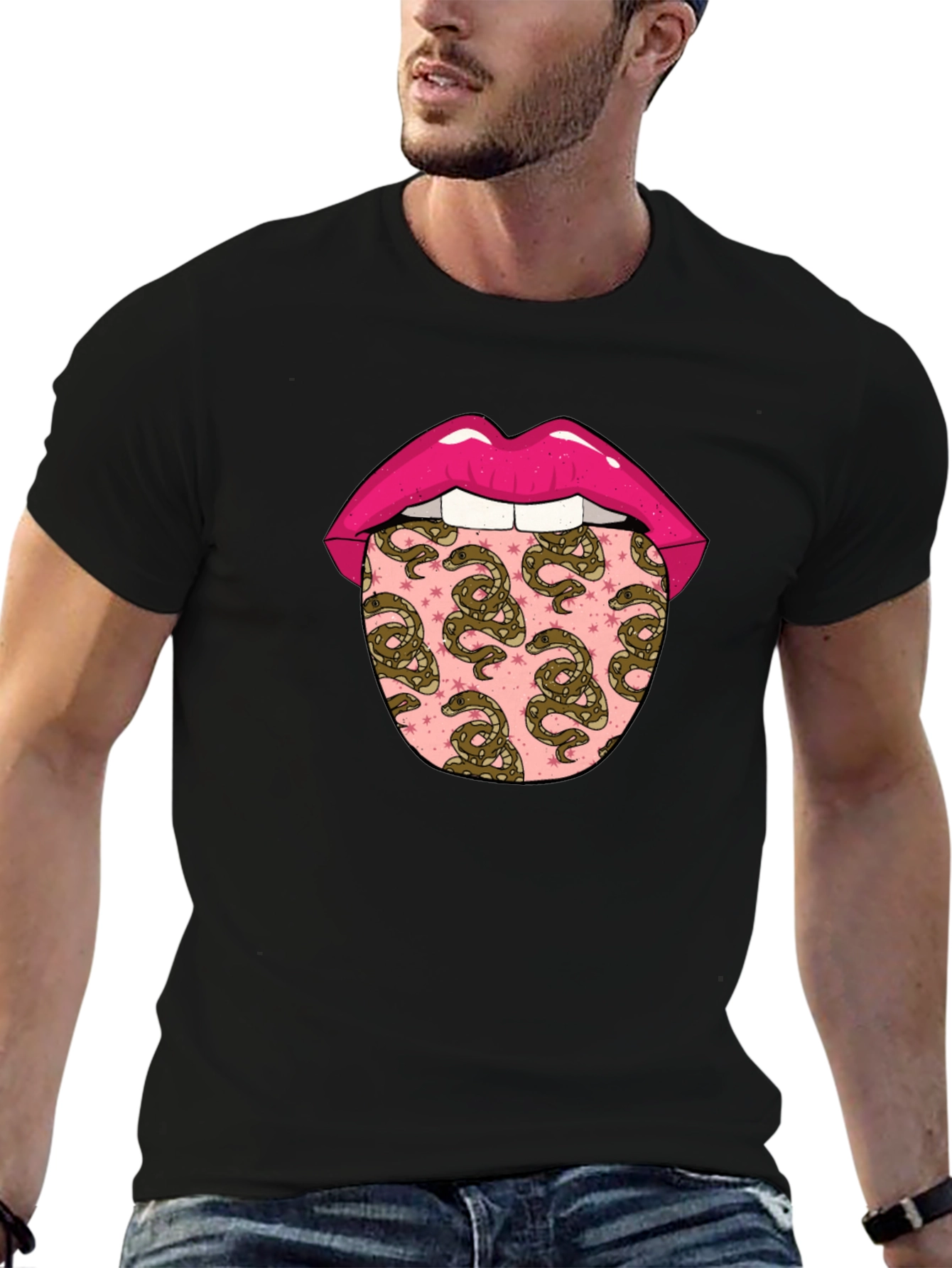Black Snakes Tongue Graphic Tee view 6