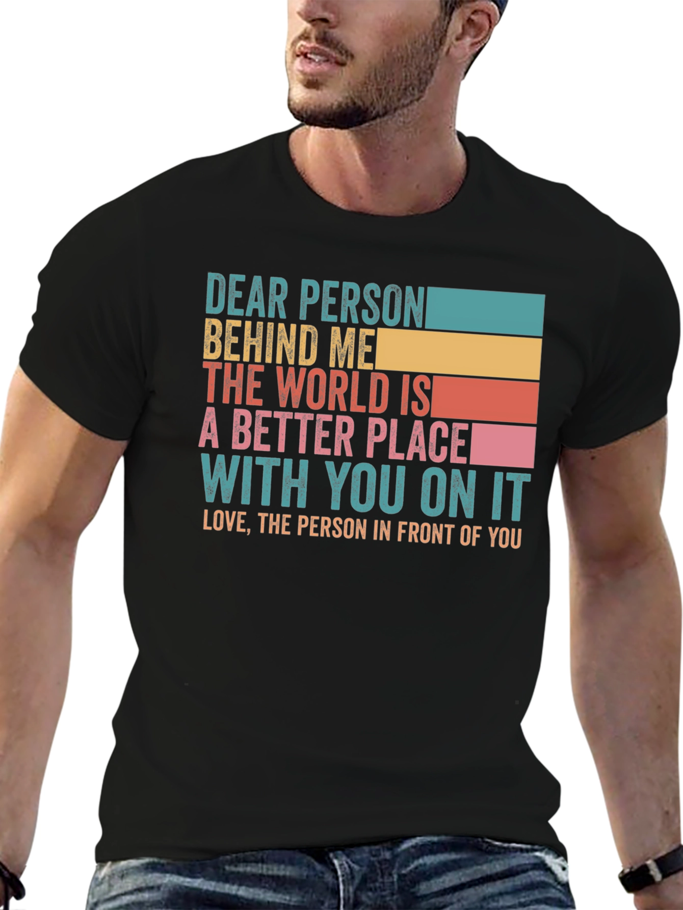 Black Dear Person Behind Me Graphic T-Shirt view 6