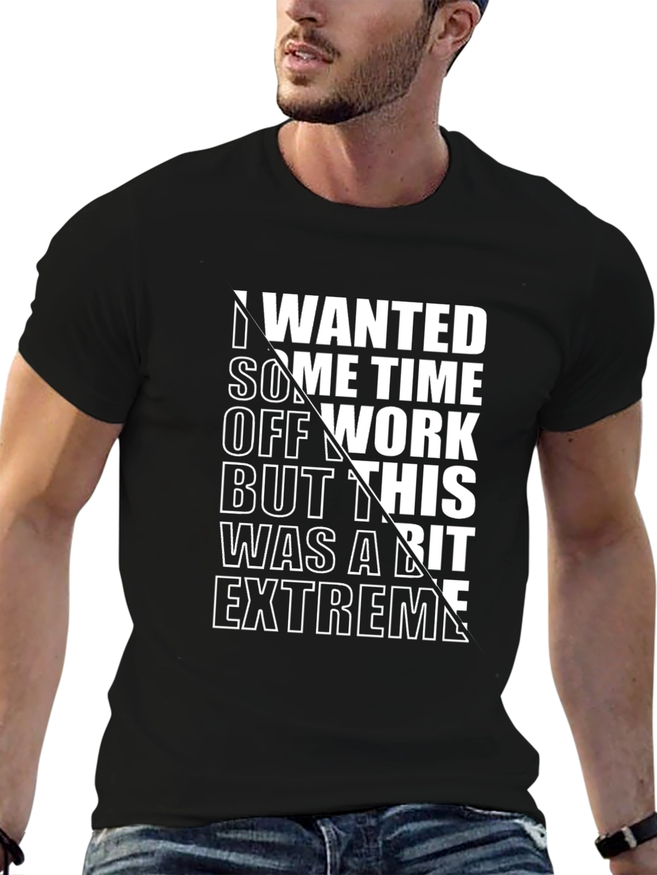 Black Extreme Time Off Funny Graphic T-Shirt view 6