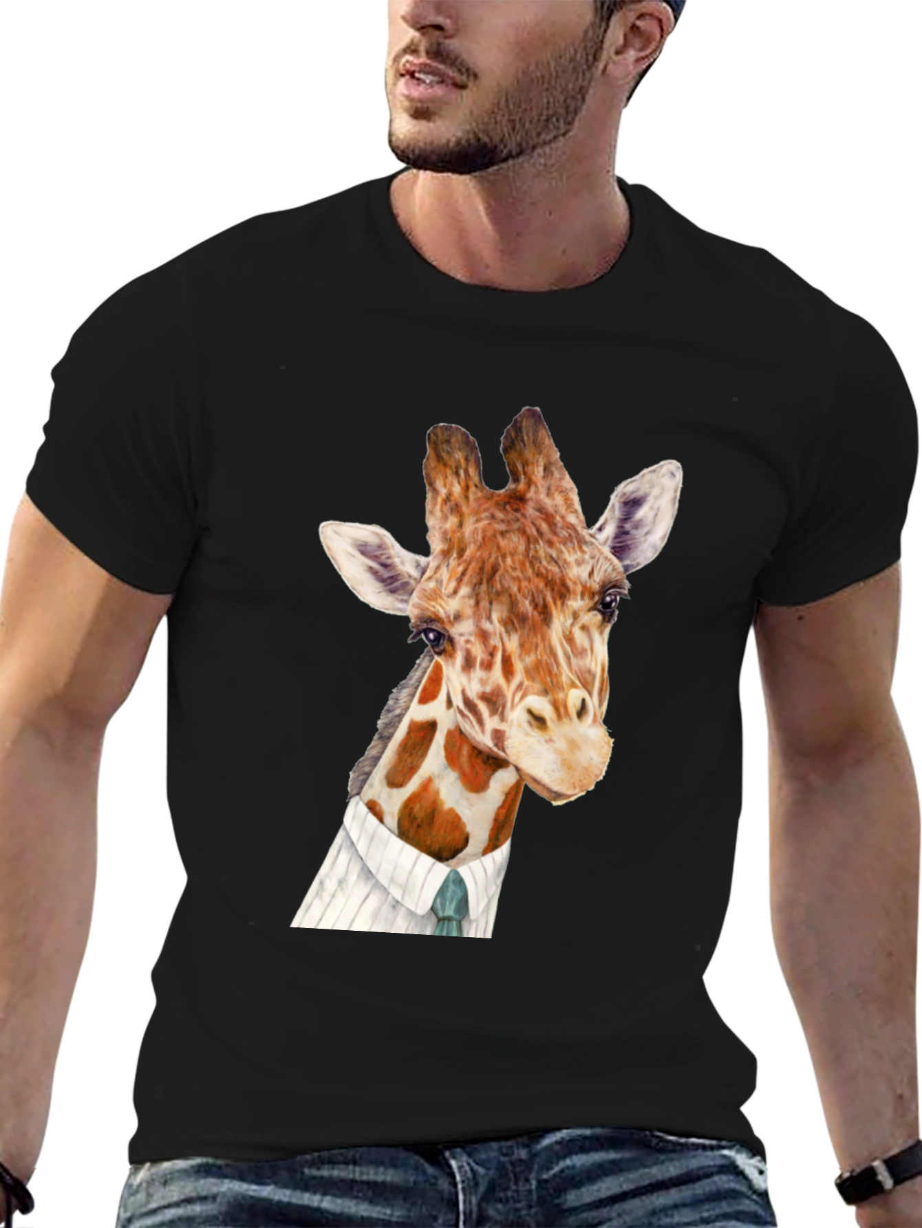 Giraffe in Suit Graphic T-Shirt - 6