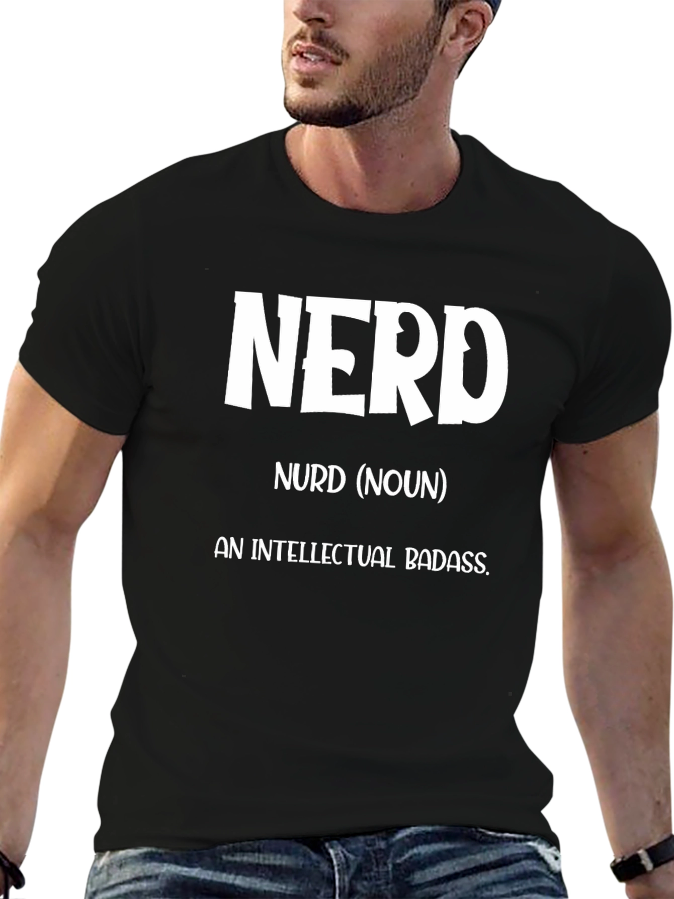 Black Nerd Definition T-Shirt - Intellectual Badass Tee view 6