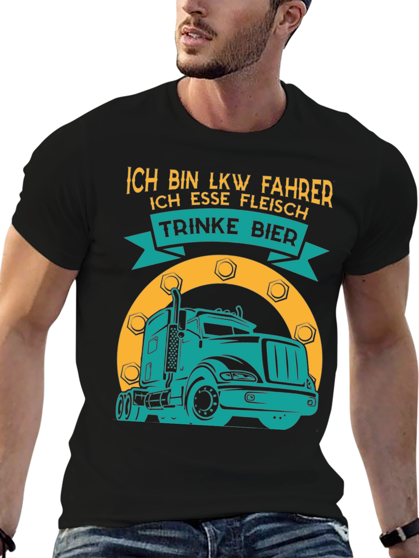 Black Trucker T-Shirt - I'm a Trucker I Eat Meat I Drink Beer view 6