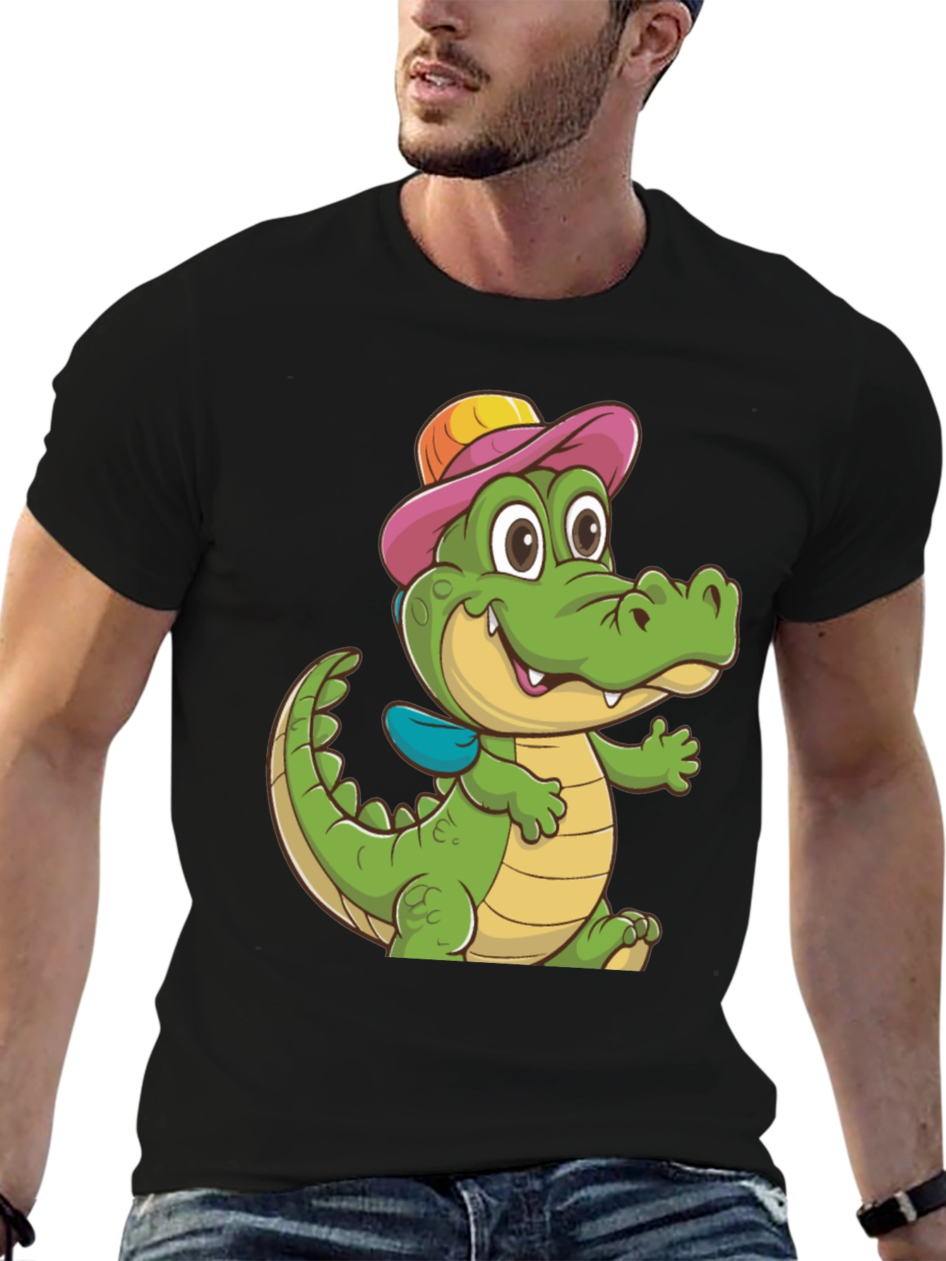 Black Cartoon Alligator T-Shirt view 6