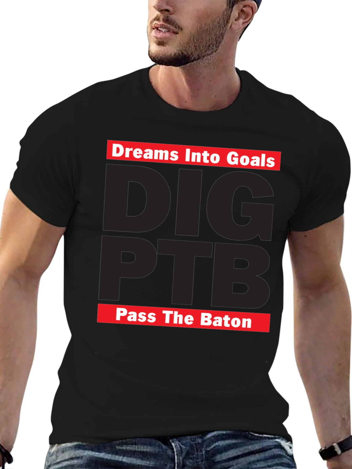 Black Dreams Into Goals T-Shirt - DIG PTB Pass The Baton view 6