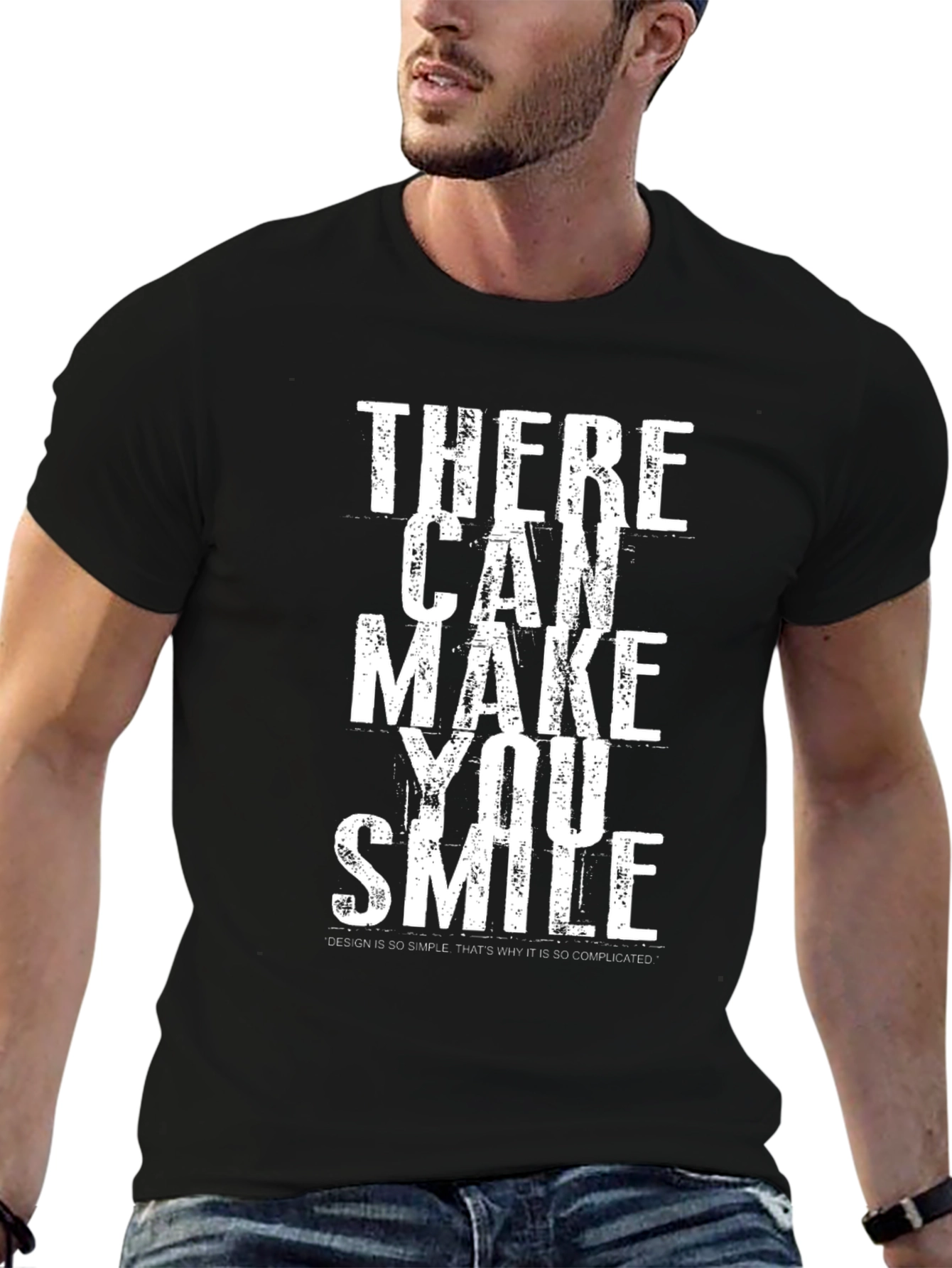 Black Smile Graphic Print Black T-Shirt view 6
