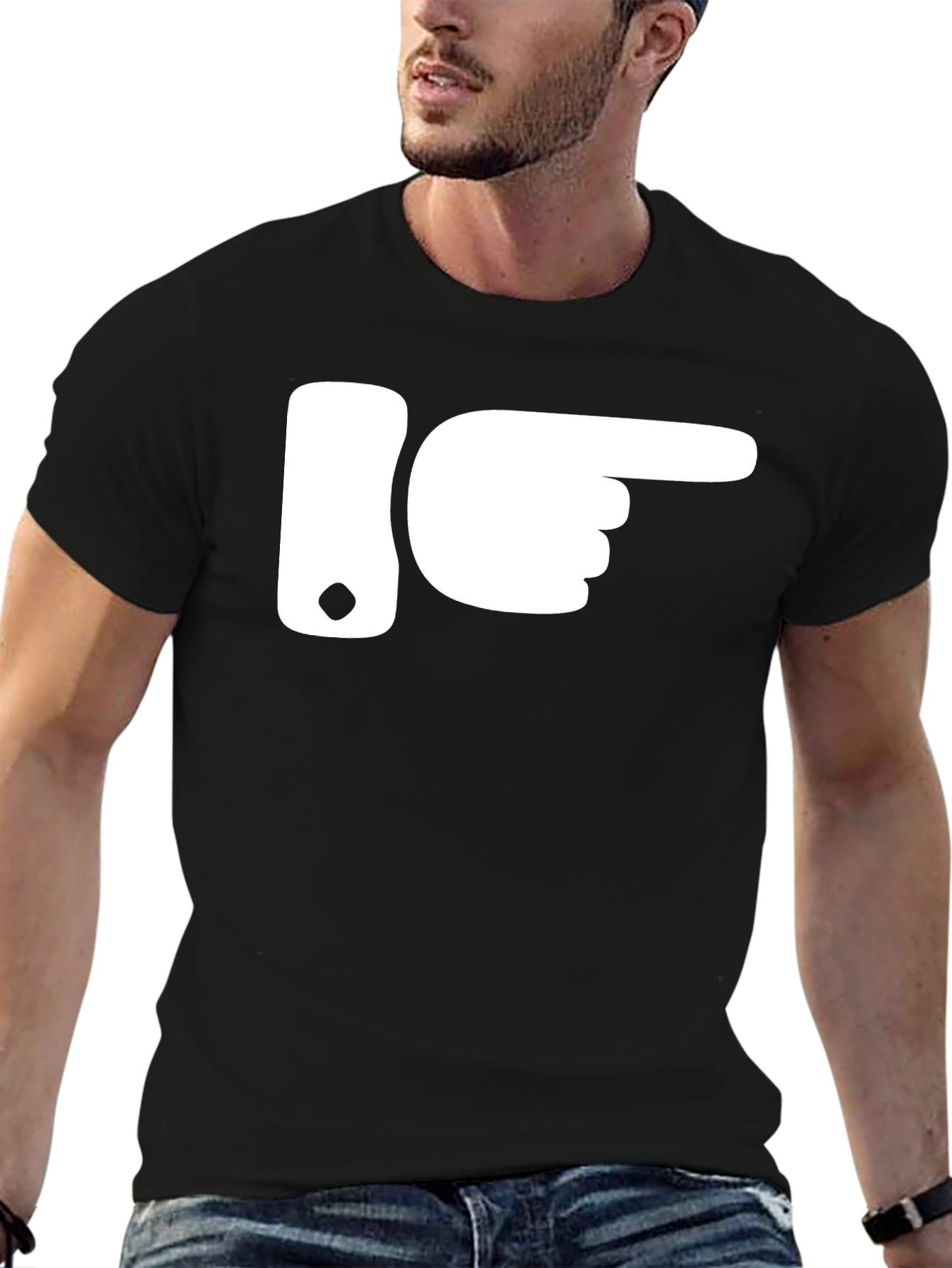 Black Pointing Finger Graphic Tee - Novelty Humor Shirt view 6