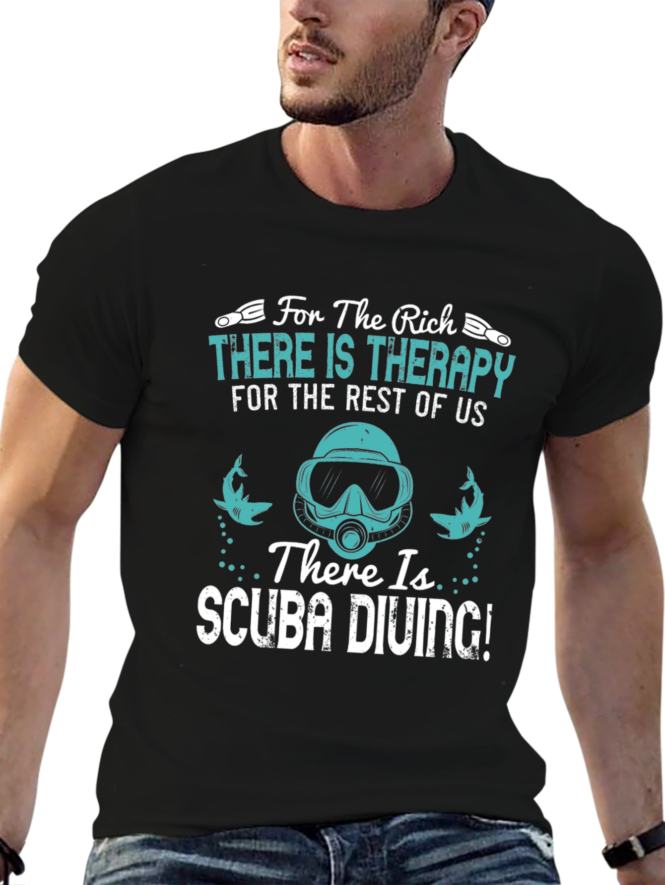 Black Funny Scuba Diving T-Shirt: Therapy Alternative view 6