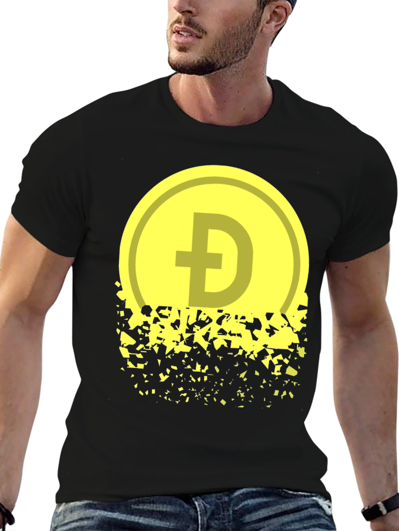 Black Dogecoin Fading Graphic Tee - Crypto Inspired Apparel view 6