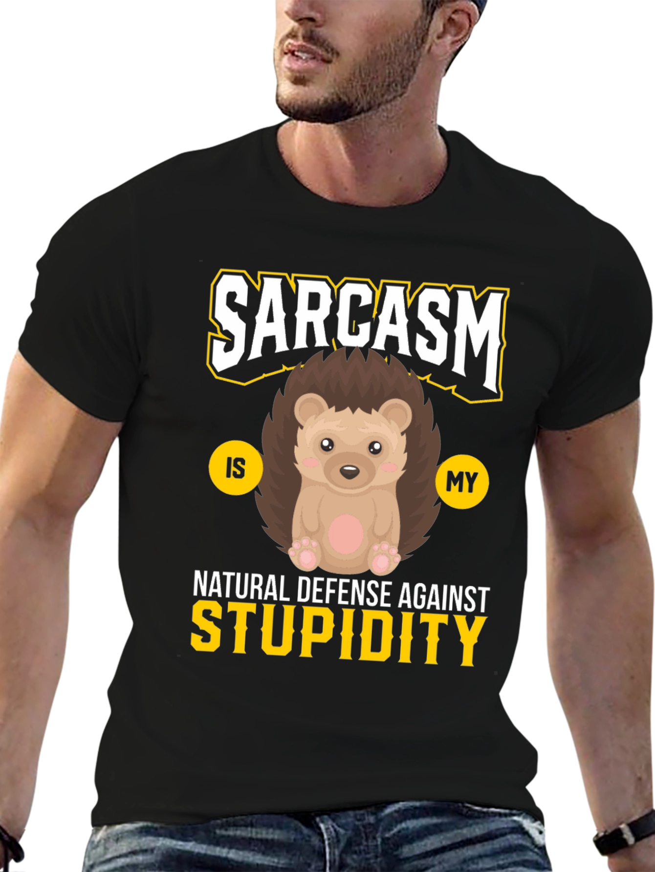 Black Sarcasm Hedgehog T-Shirt view 6