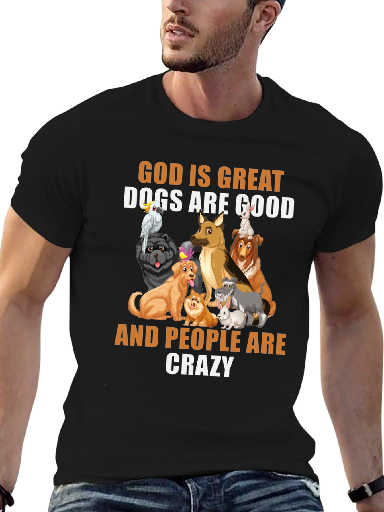 Black God Is Great Dogs Are Good T-Shirt view 6