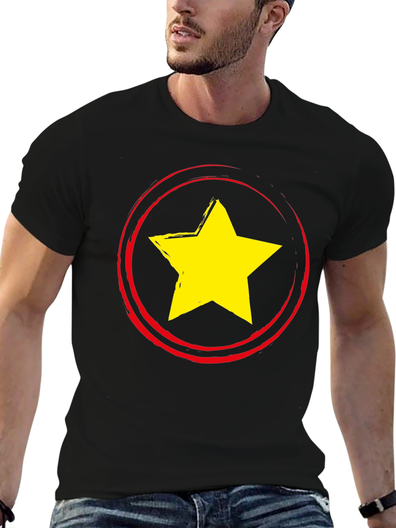 Black Star Graphic Crew Neck T-Shirt view 6