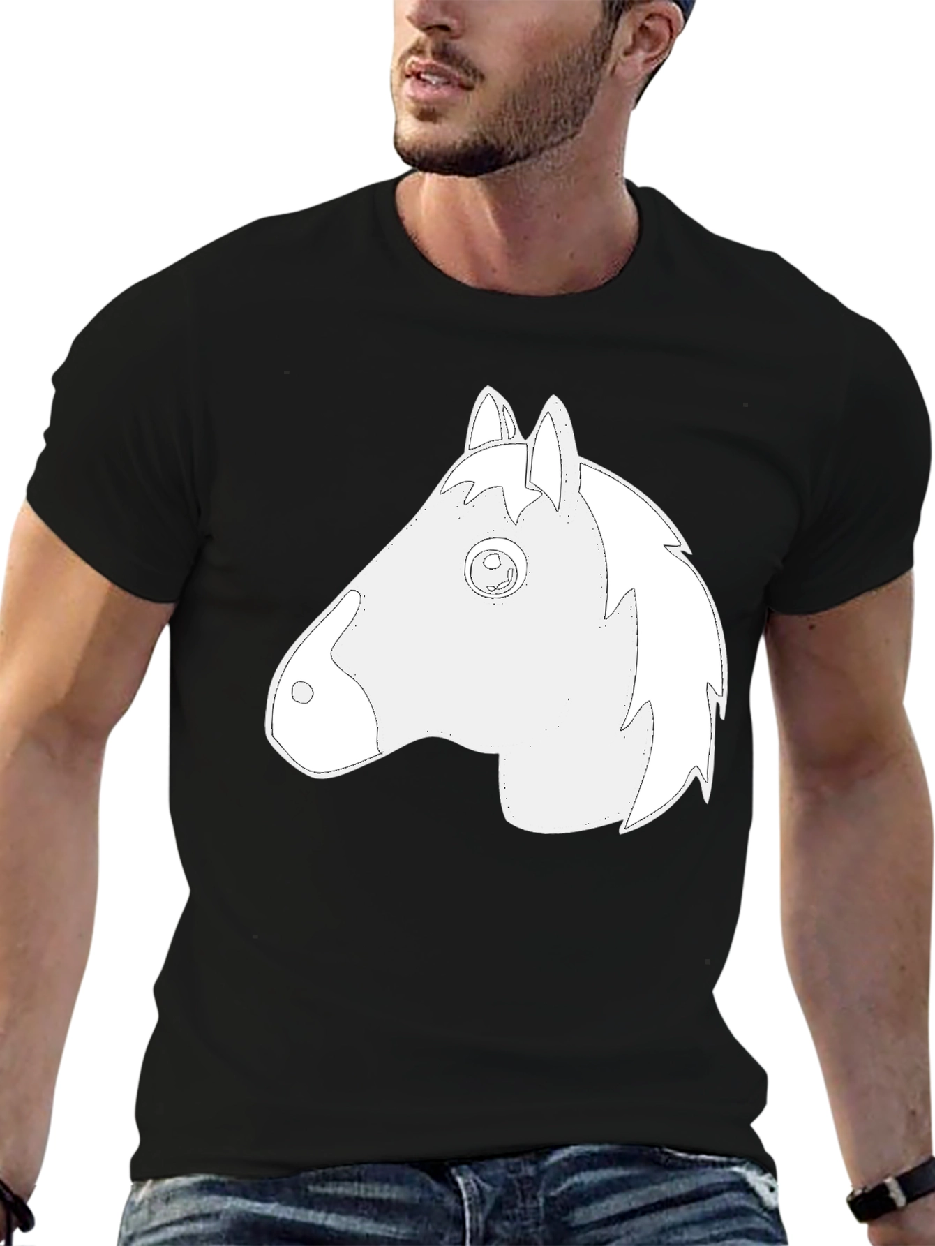 Black Black T-Shirt with Horse Head Graphic view 6
