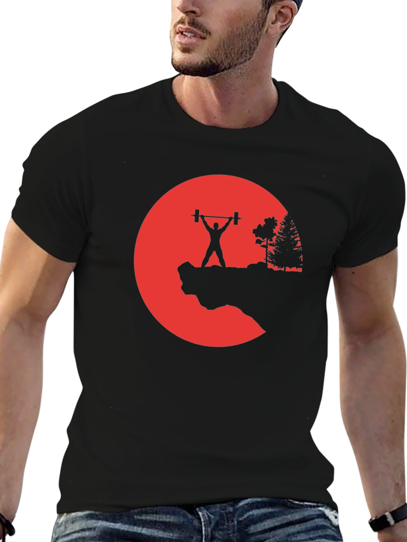 Black Weightlifting Silhouette Graphic T-Shirt view 6