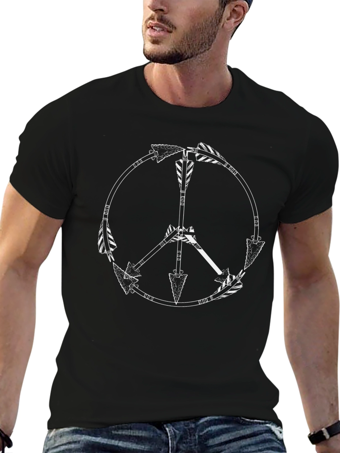 Black Peace Sign Arrow T-Shirt view 6