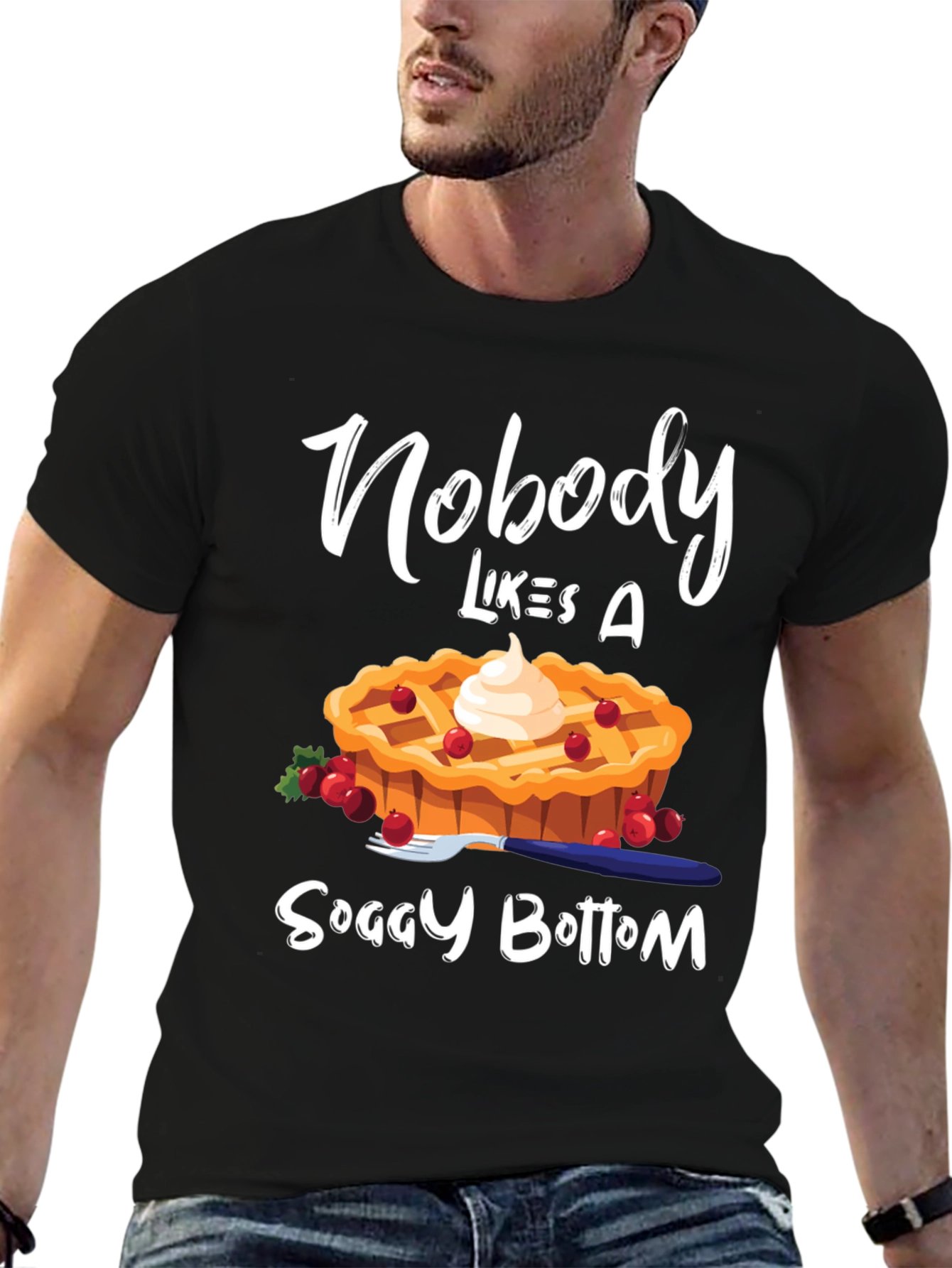 Black Nobody Likes A Soggy Bottom T-Shirt view 6