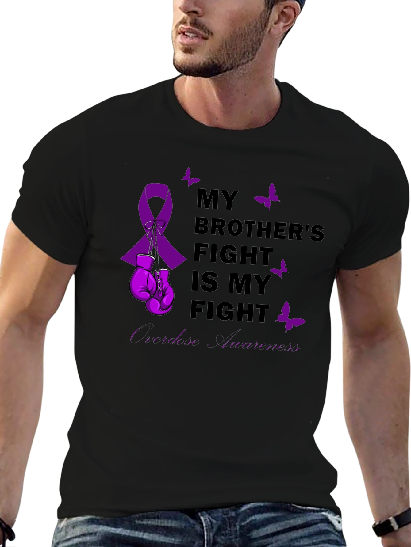 Black Brother's Fight Awareness Ribbon T-Shirt view 6