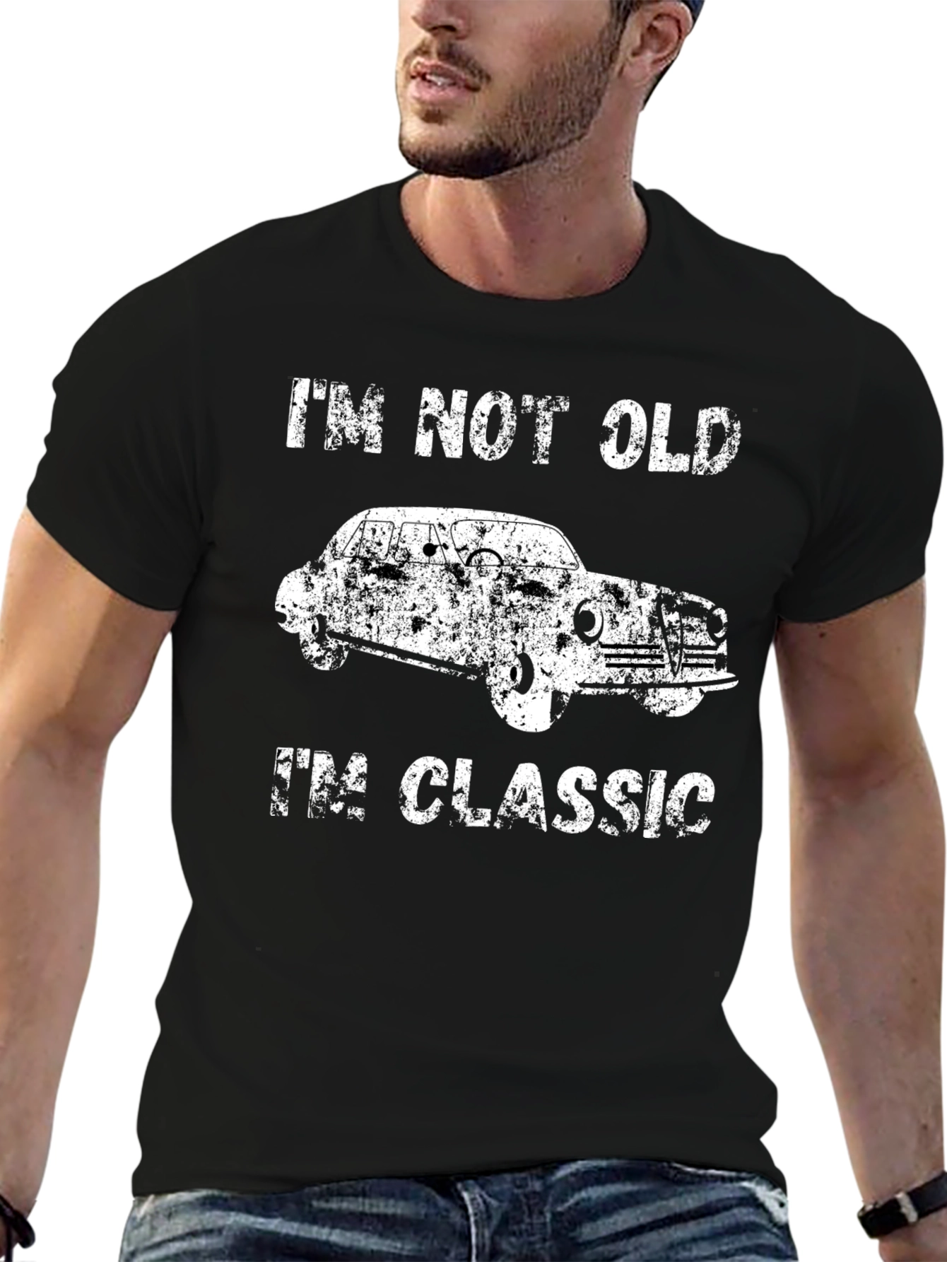 Black Classic Car T-Shirt - I'm Not Old, I'm Classic view 6