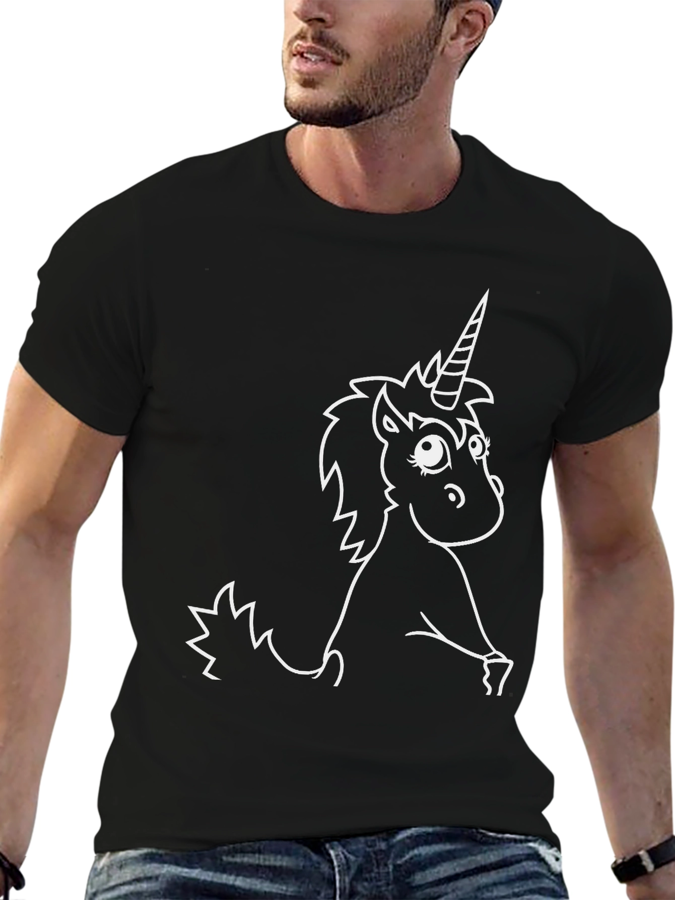 Black Unicorn Graphic Tee - Men's Black T-Shirt view 6