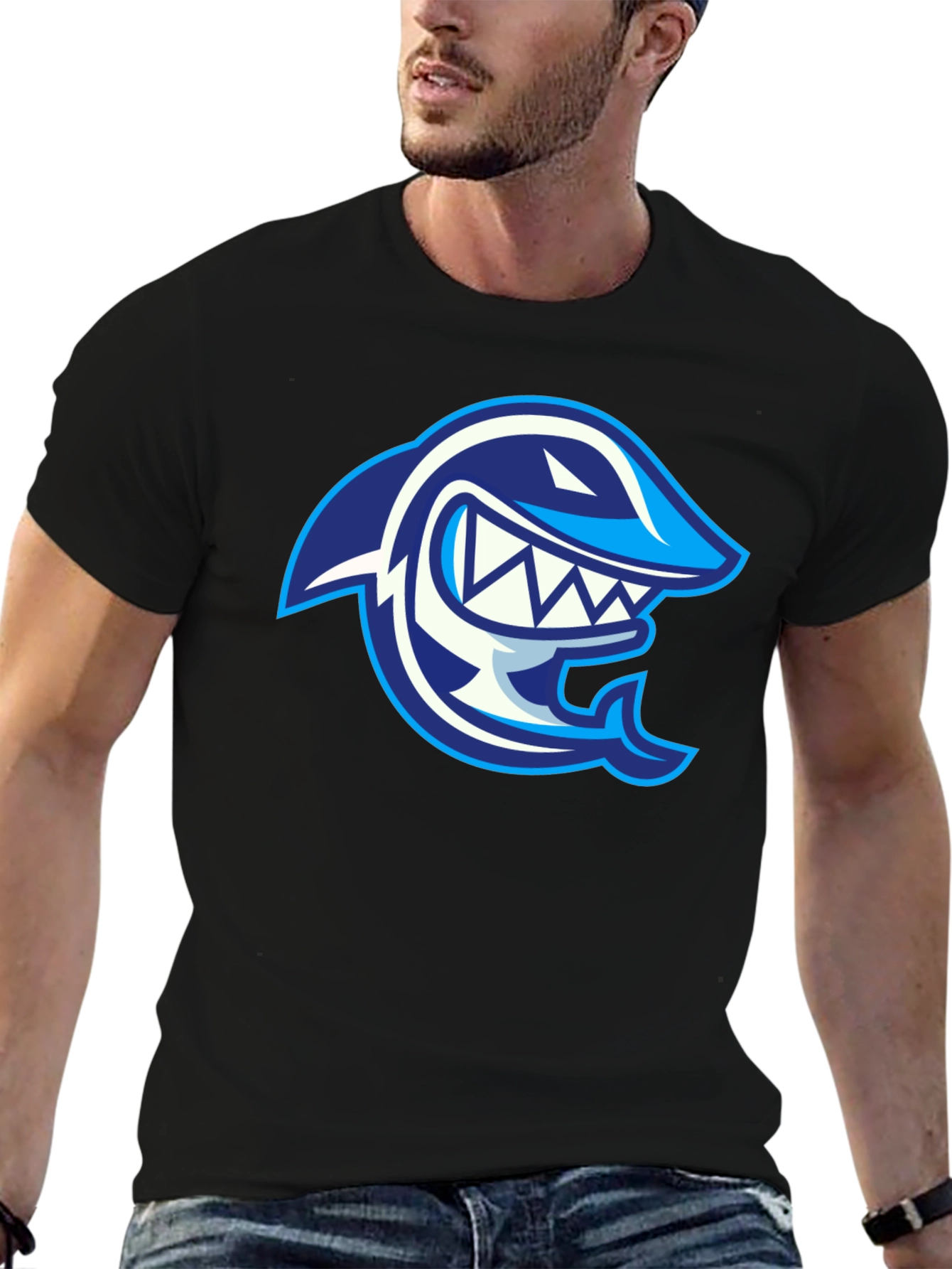 Black Cool Shark Graphic T-Shirt - Black view 6