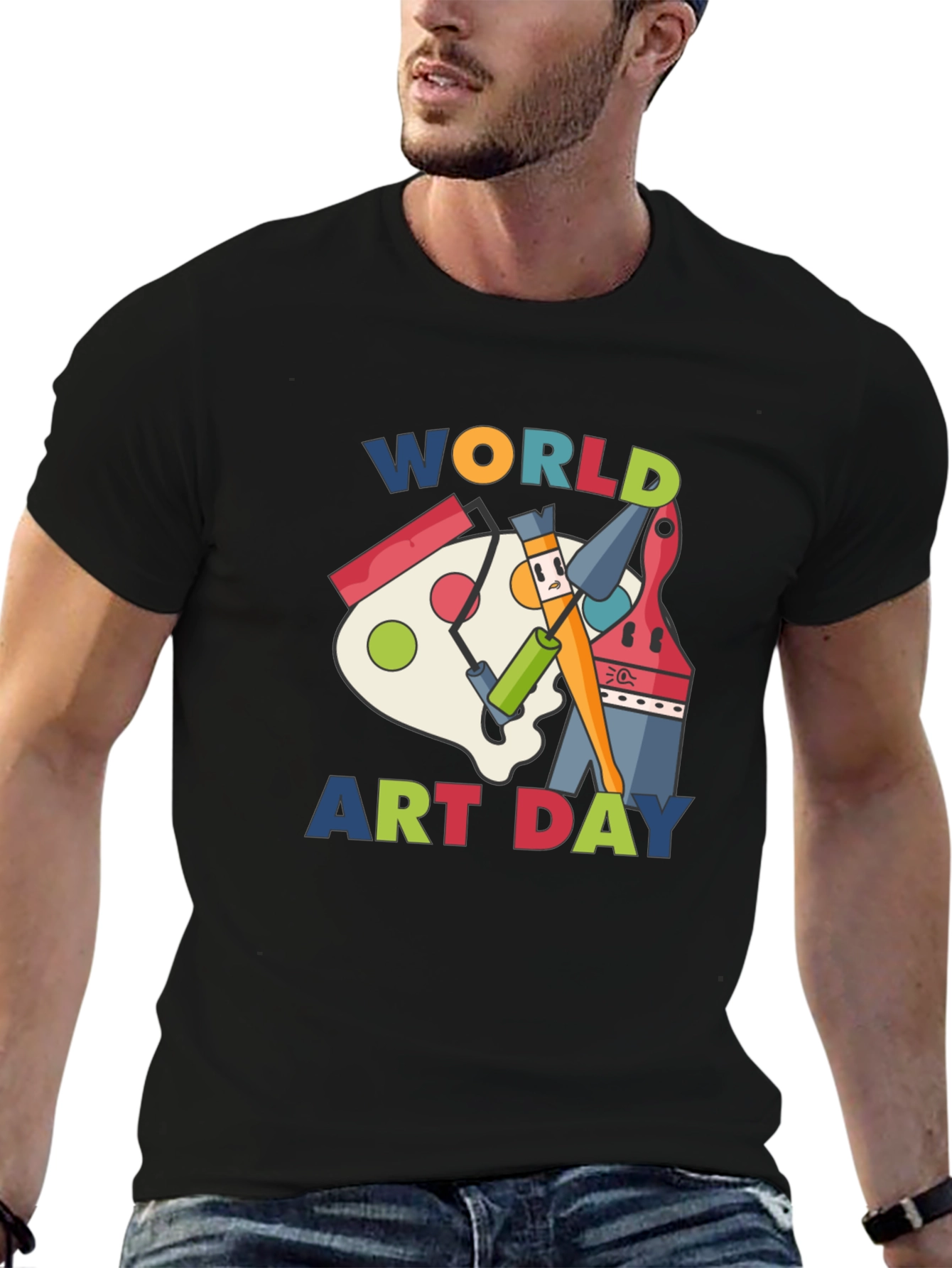 Black World Art Day Black T-Shirt view 6