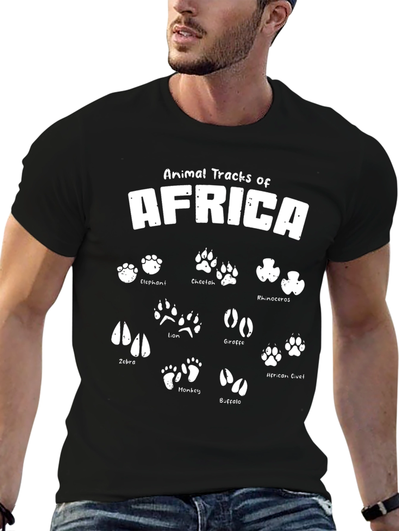 Black Animal Tracks of Africa T-Shirt view 6