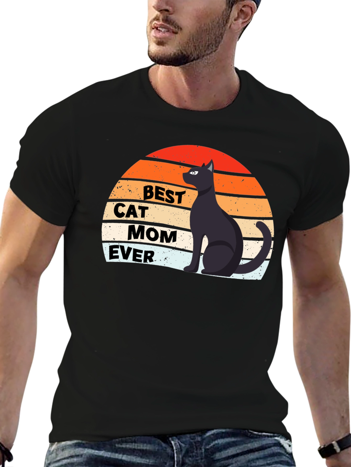 Black Best Cat Mom Ever Graphic Tee view 6