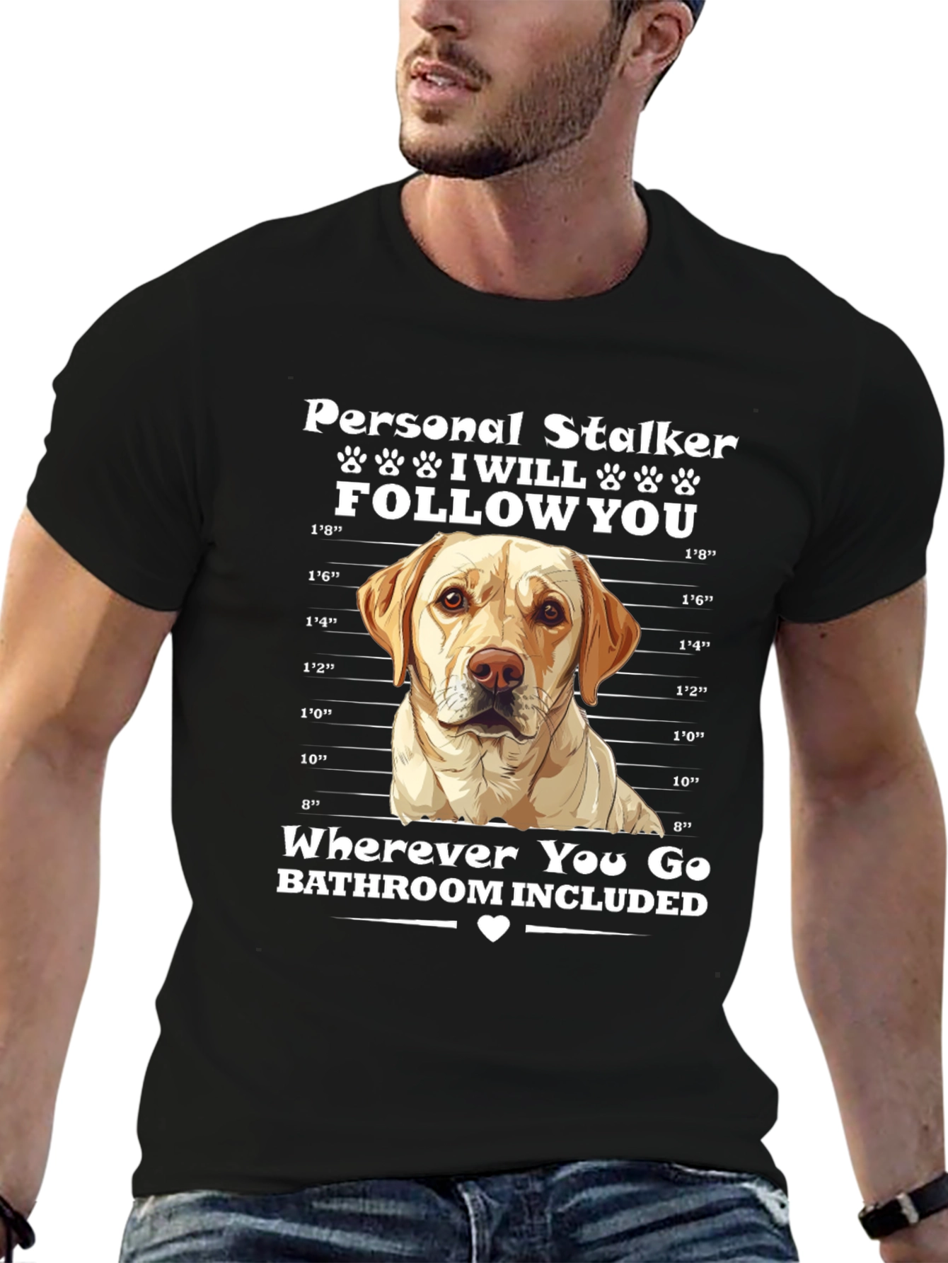 Black Personal Stalker Dog T-Shirt view 6