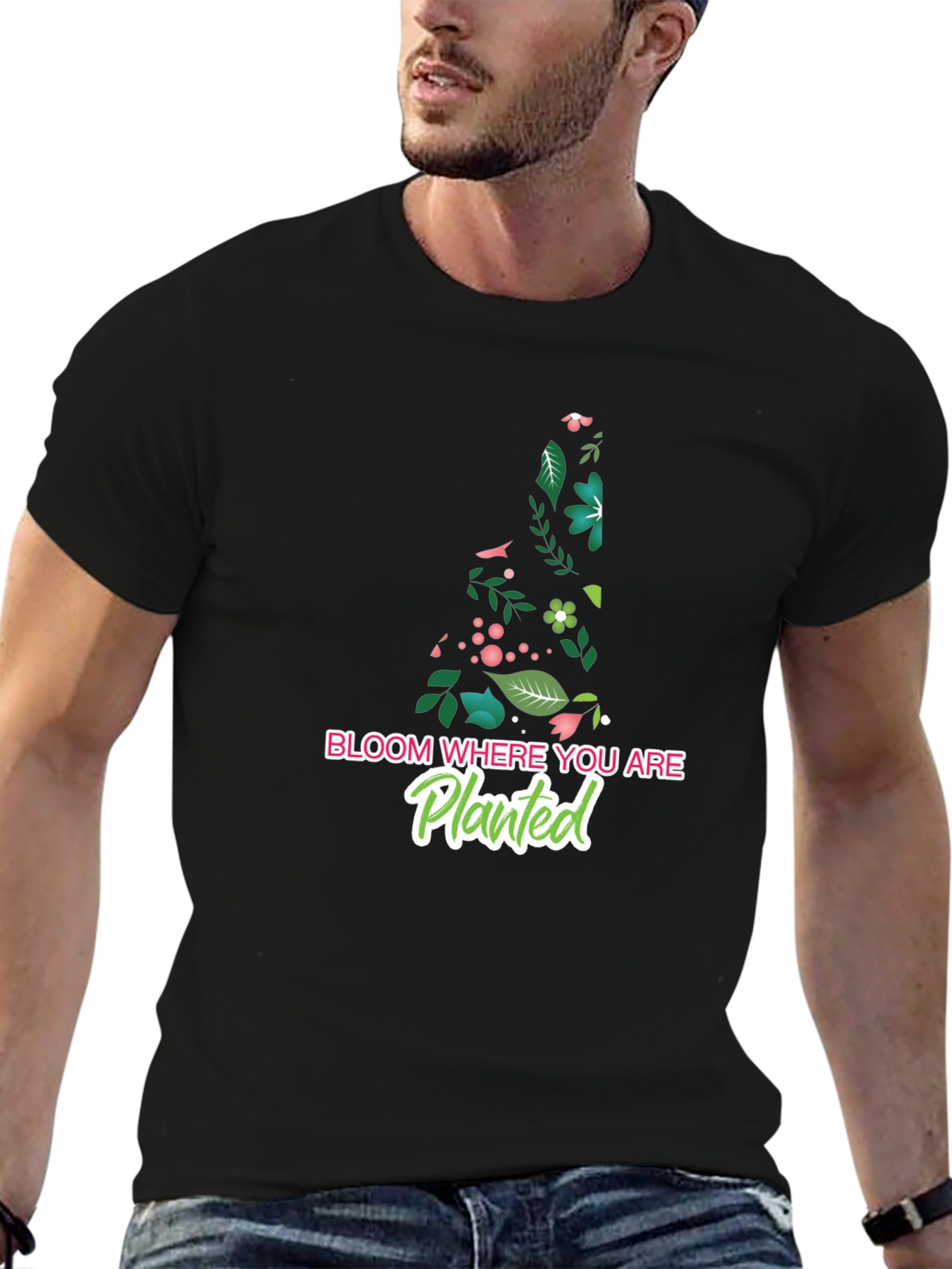 Black Bloom Where You Are Planted T-Shirt view 6
